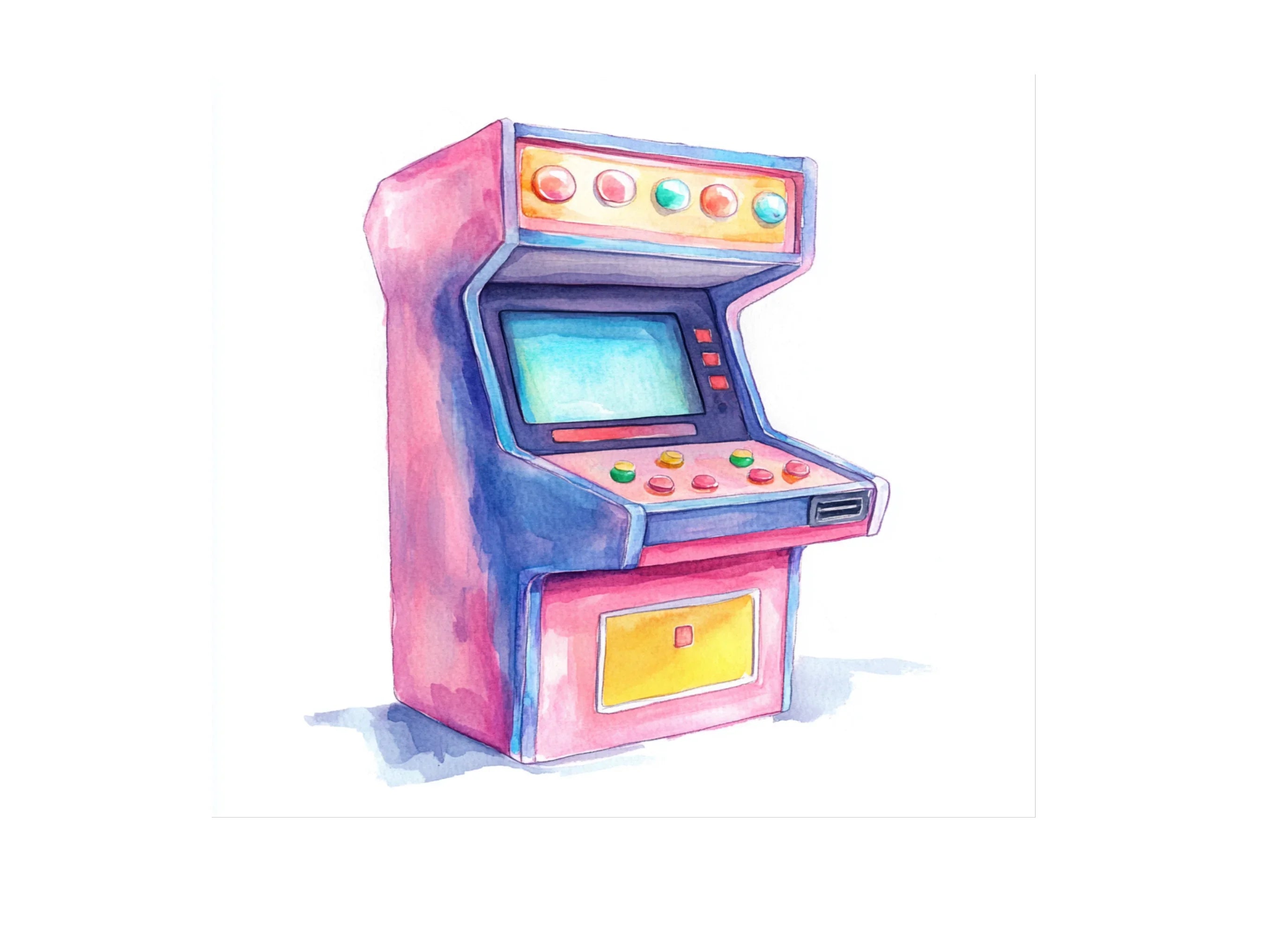 Vintage Arcade Game Cabinet Illustrations Clipart Bundle