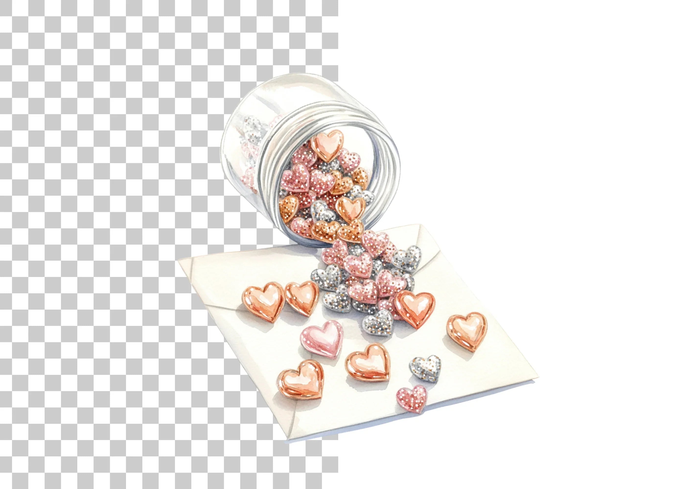 Heart Candy Jar Clipart Bundle