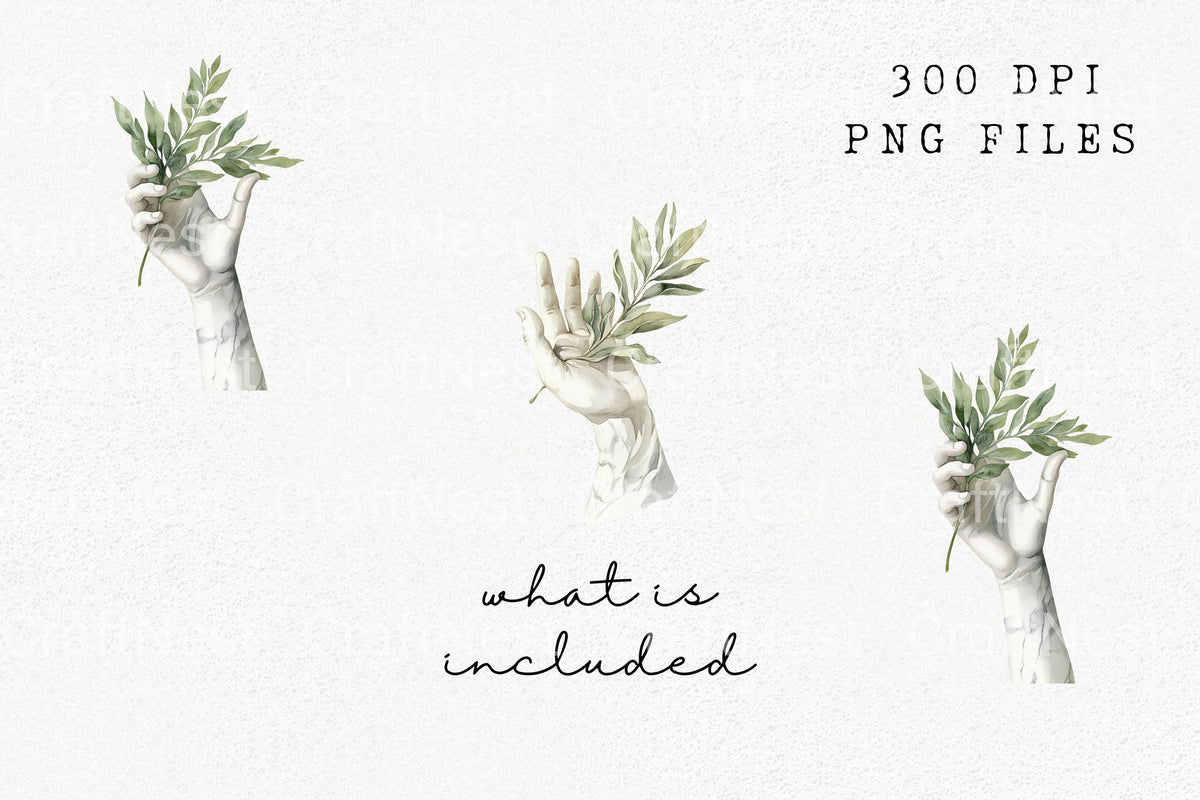 Ancient Greek Hand Laurel Branch Clipart Bundle