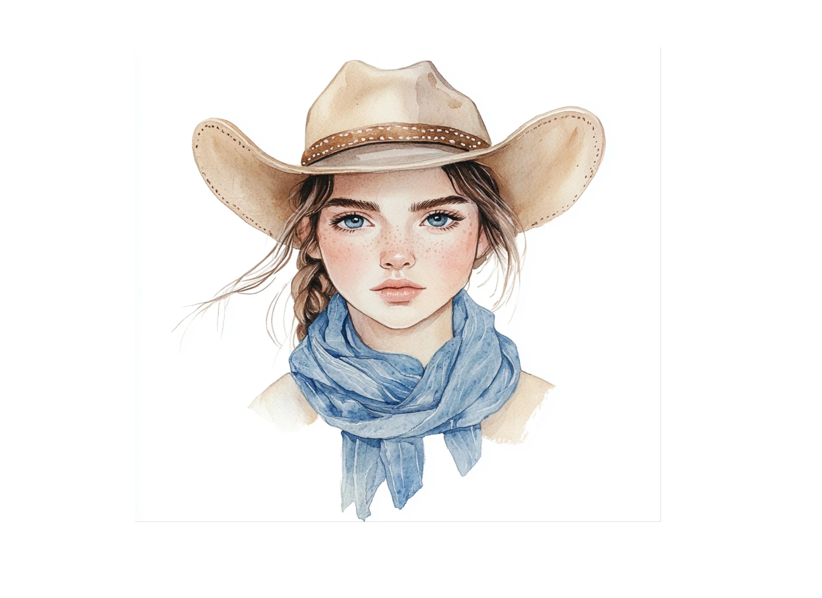 Diverse Cowgirl Portraits Clipart Bundle