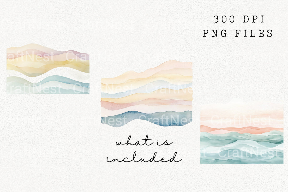 Abstract Landscape Waves Clipart Bundle