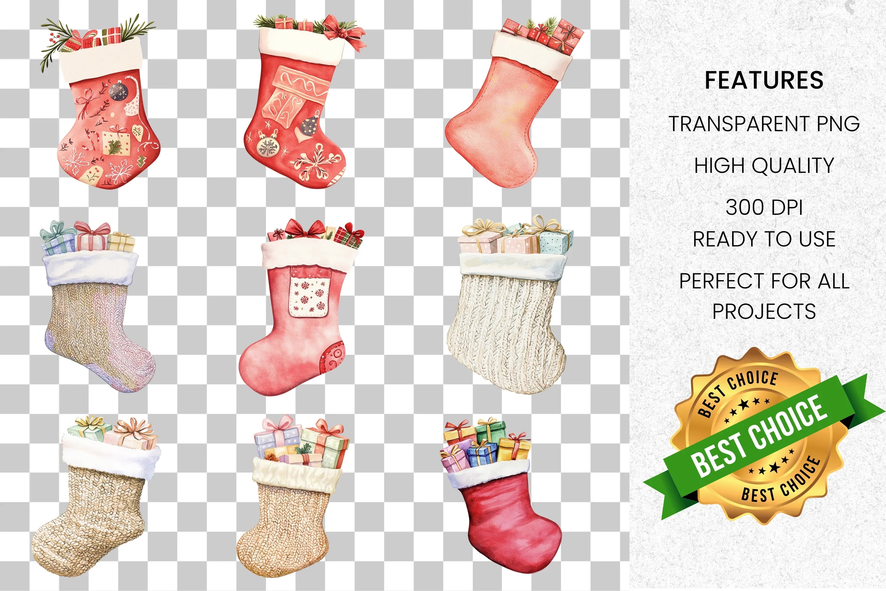 Christmas Stockings Clipart Bundle