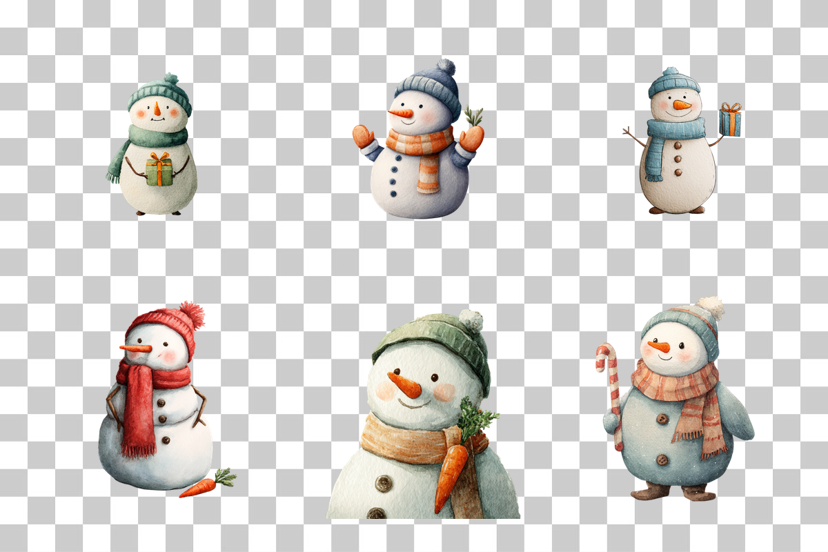Cute Snowman Clipart Bundle