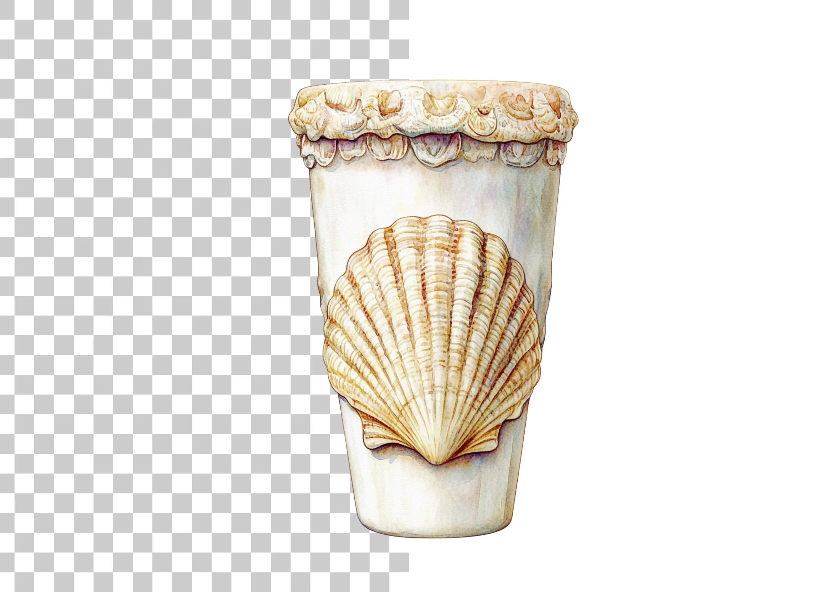 Elegant Seashell Tumbler Clipart Bundle