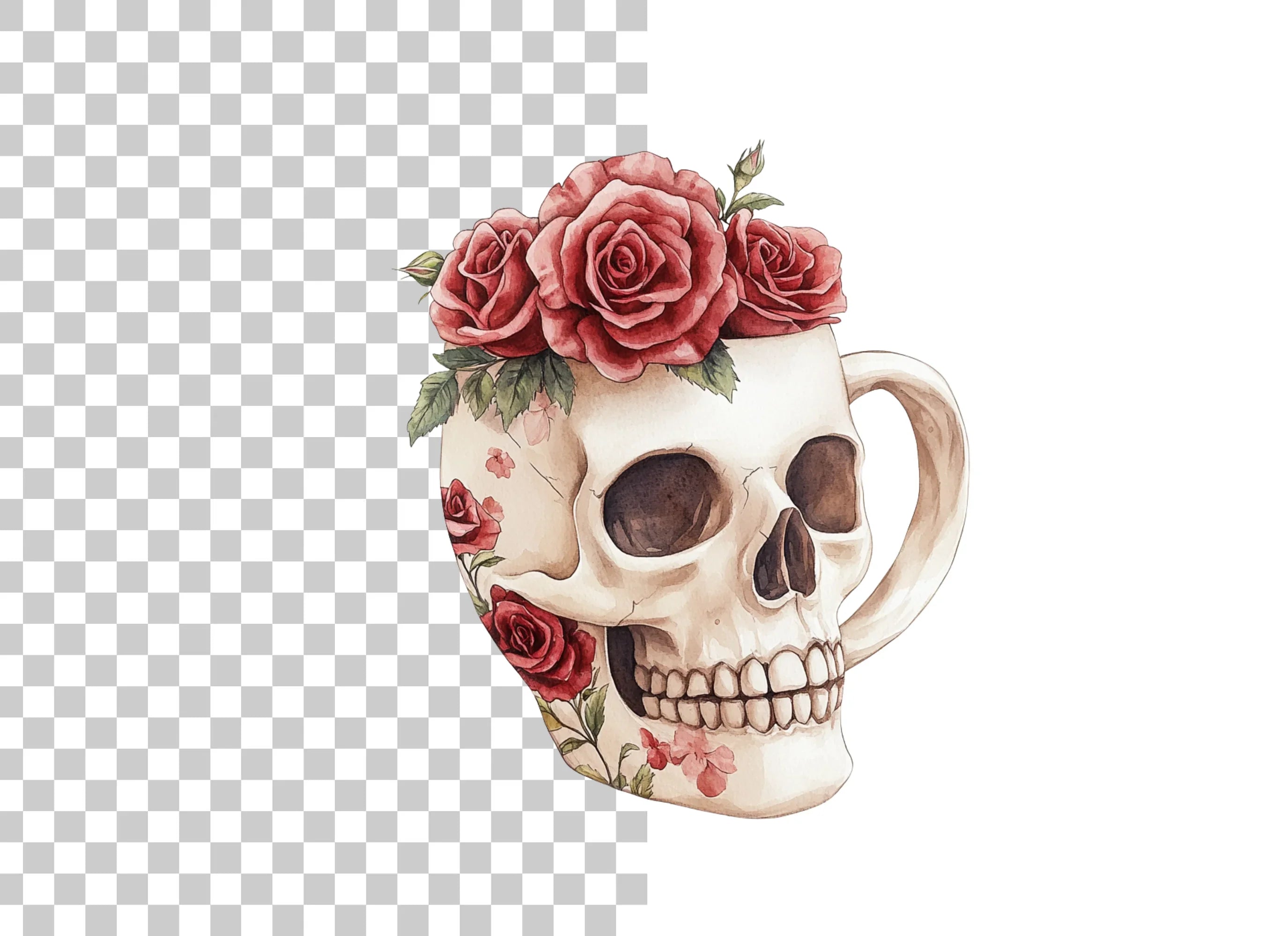Floral Skull Clipart Bundle