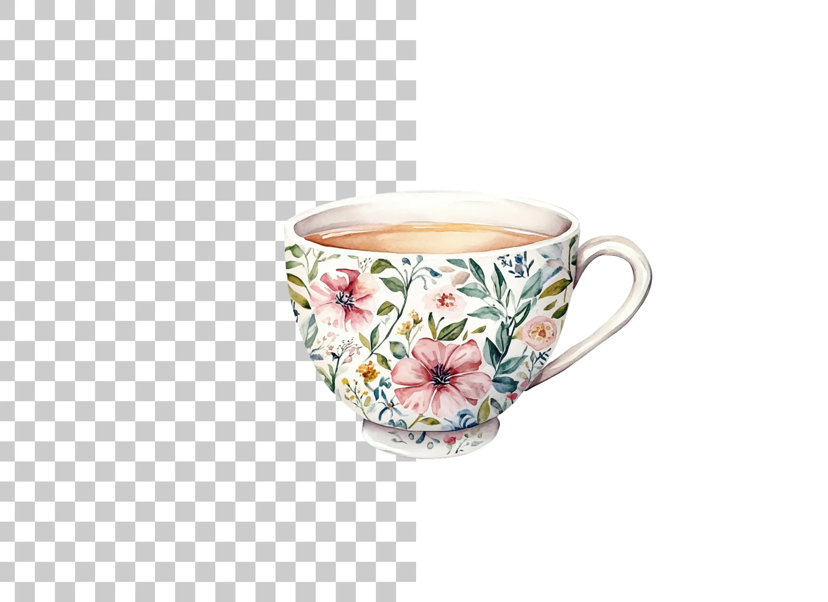 Floral Teacups Clipart Bundle
