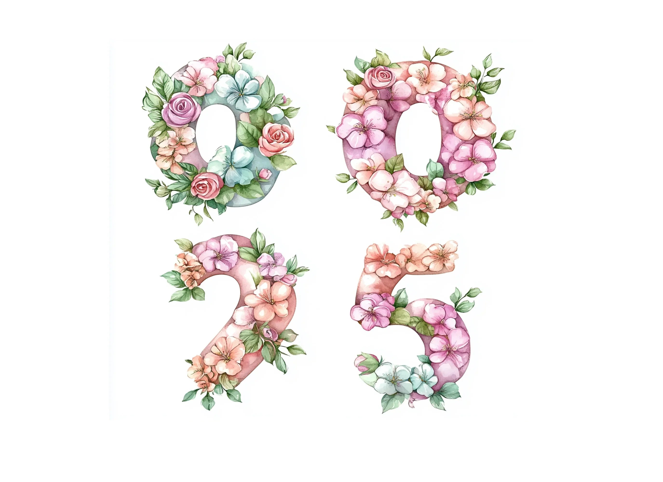 Floral Numbers Clipart Bundle