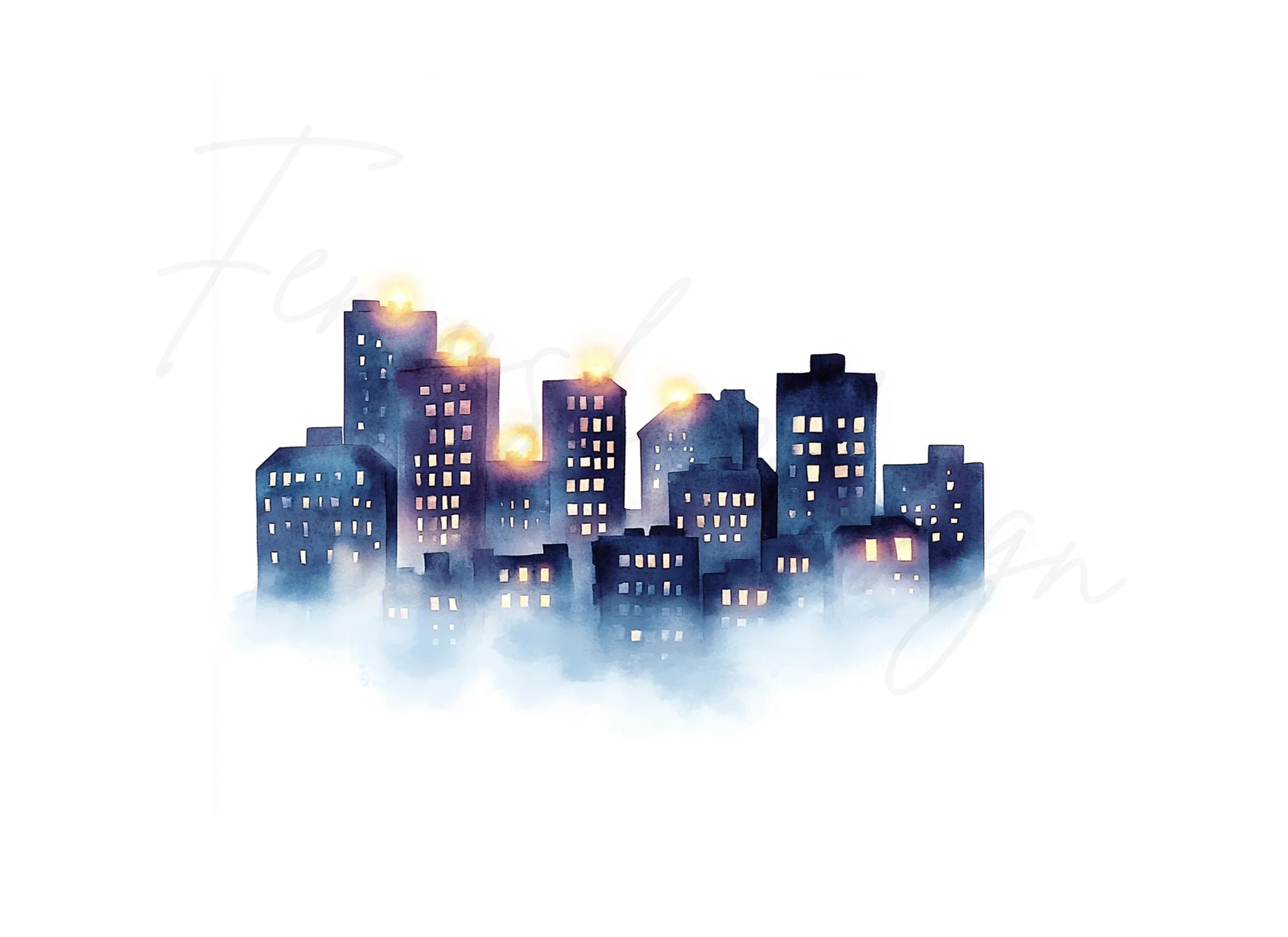 Cozy Night City Clipart Bundle