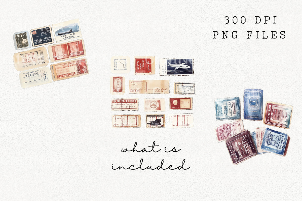 Vintage Stamp Clipart Bundle