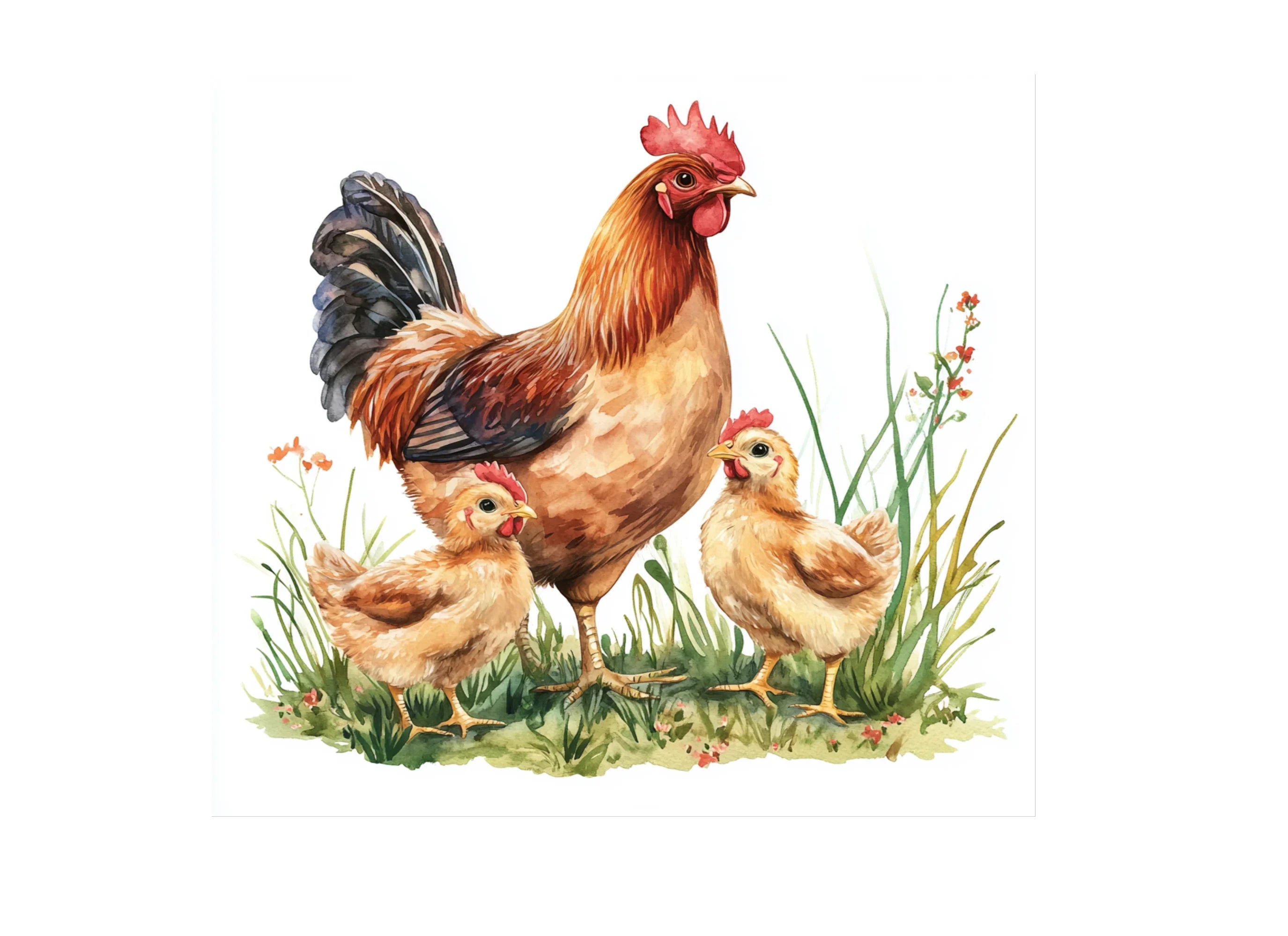 Rooster and Hen Family Clipart Bundle