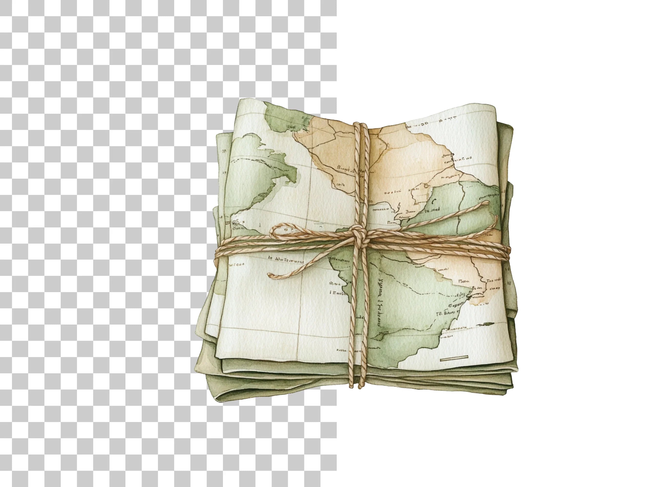 Vintage Stacked Wolrd Map Clipart Bundle