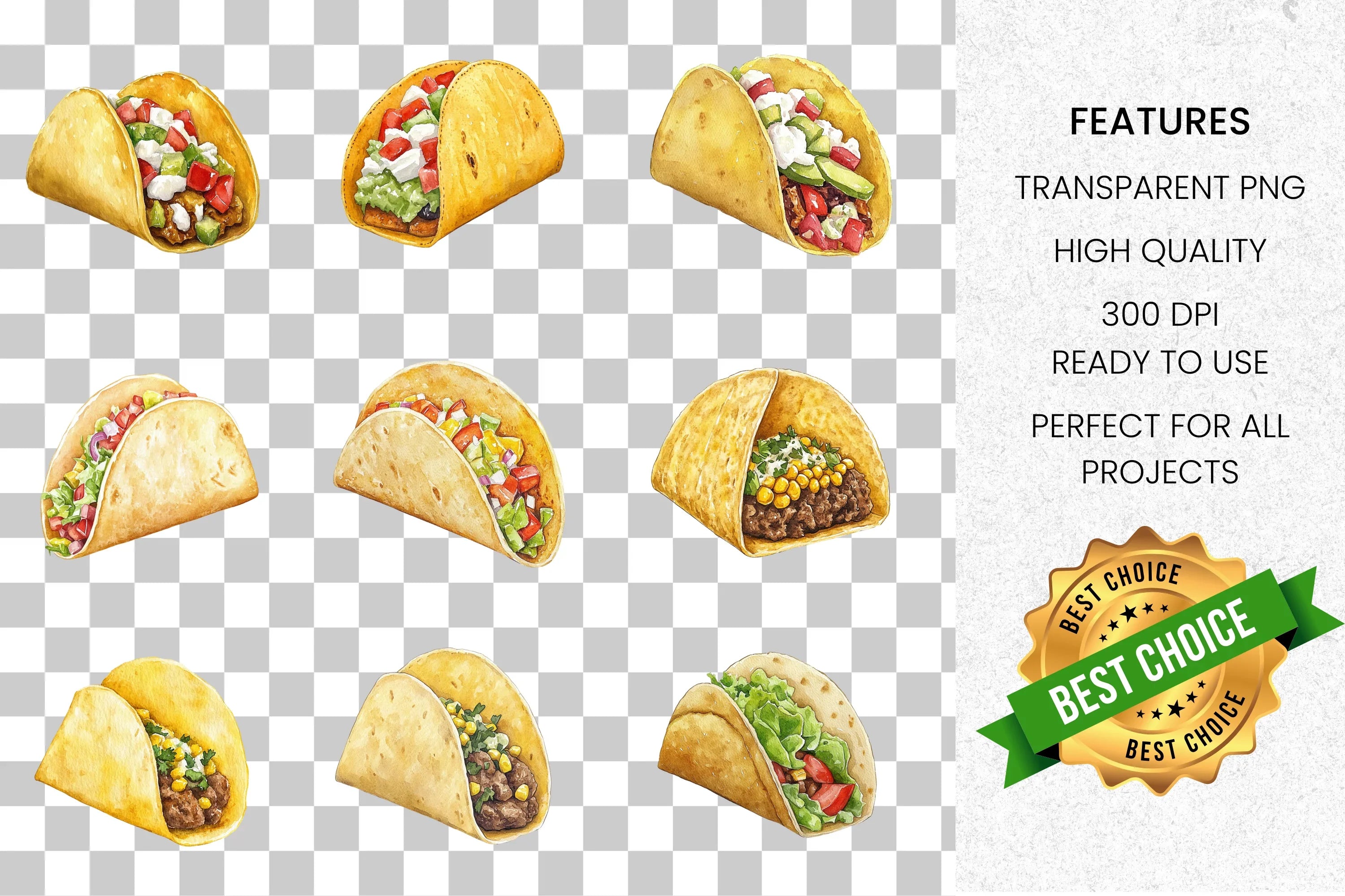 Mexican Taco Fiesta Clipart Bundle