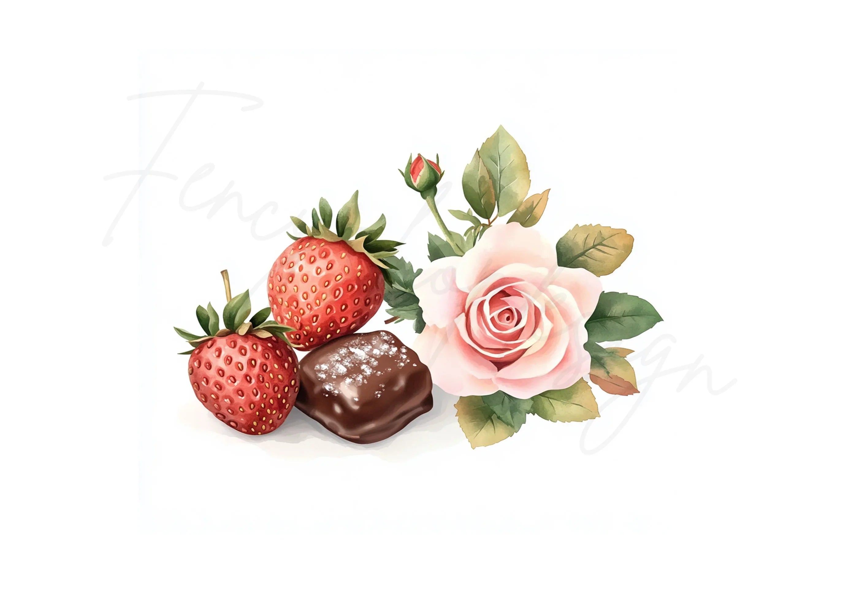 Strawberries Chocolate Roses Clipart Bundle