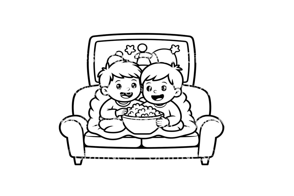 Cozy Christmas Movie Night Coloring Books