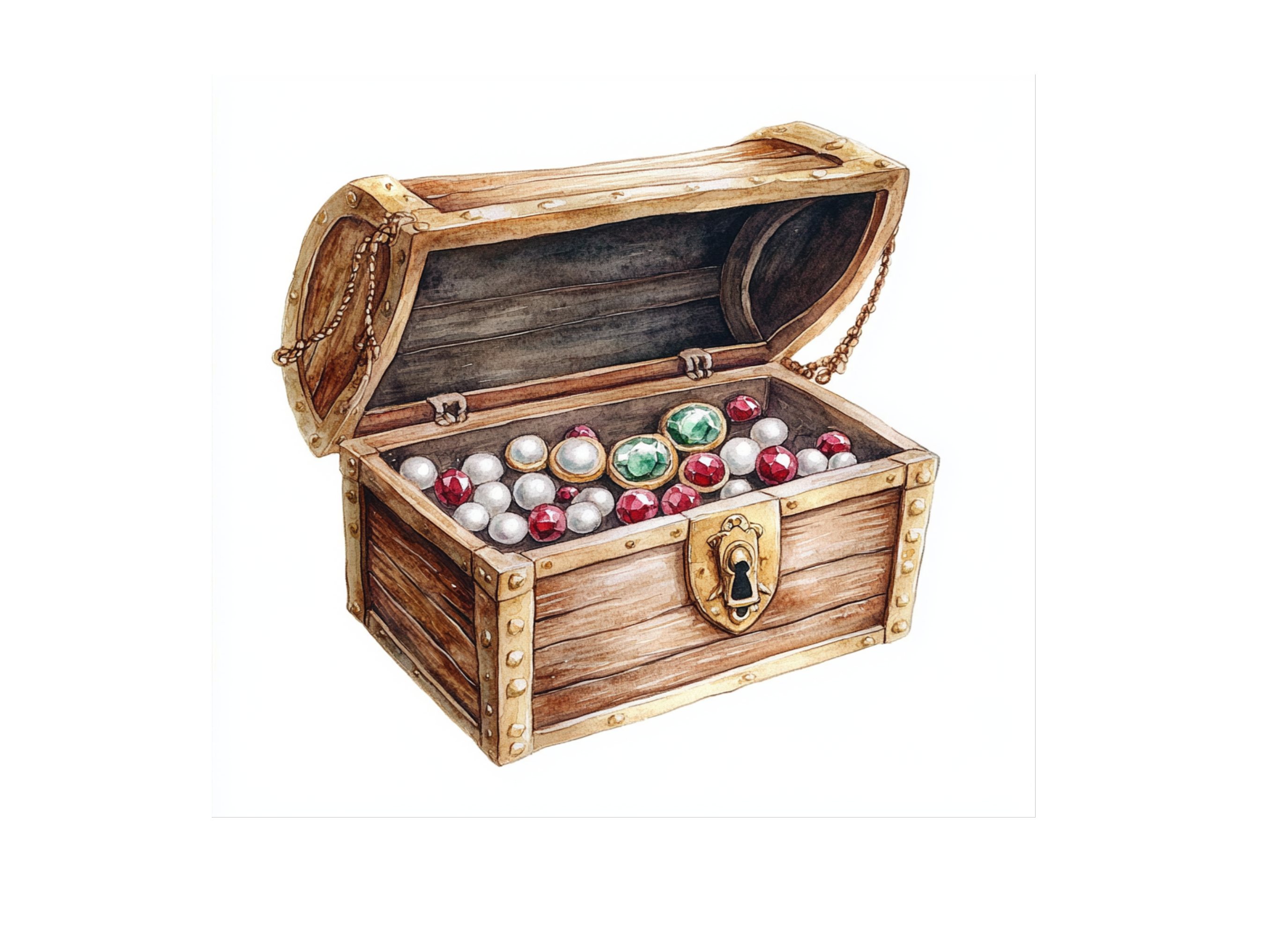 Open Treasure Chests with Gems Clipart Bundle