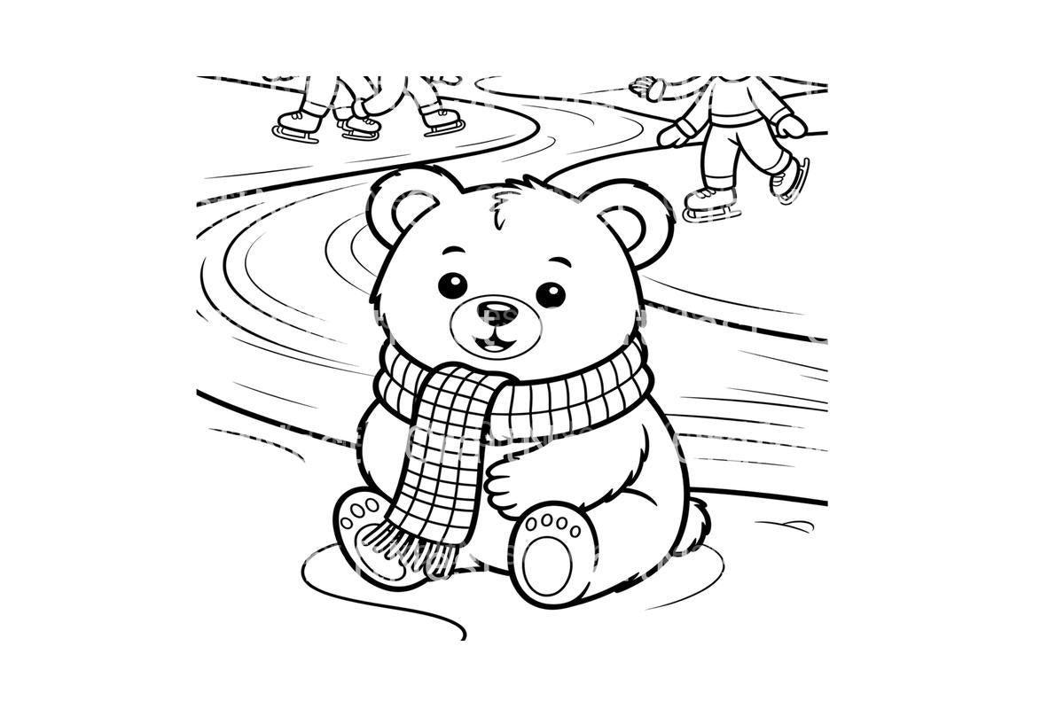 Cute Bear Winter Ice Skating Coloring Books