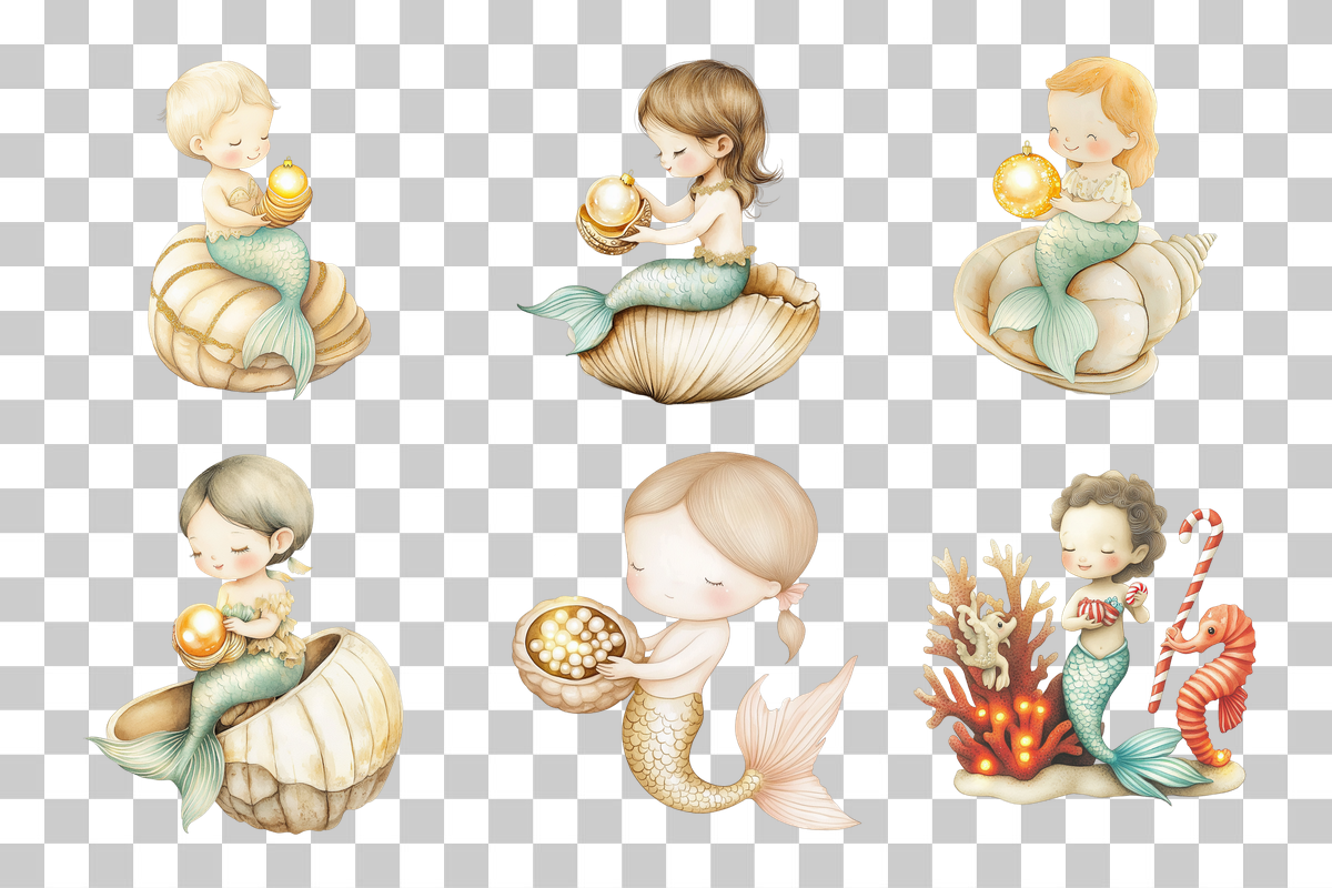 Cute Mermaid Clipart Bundle