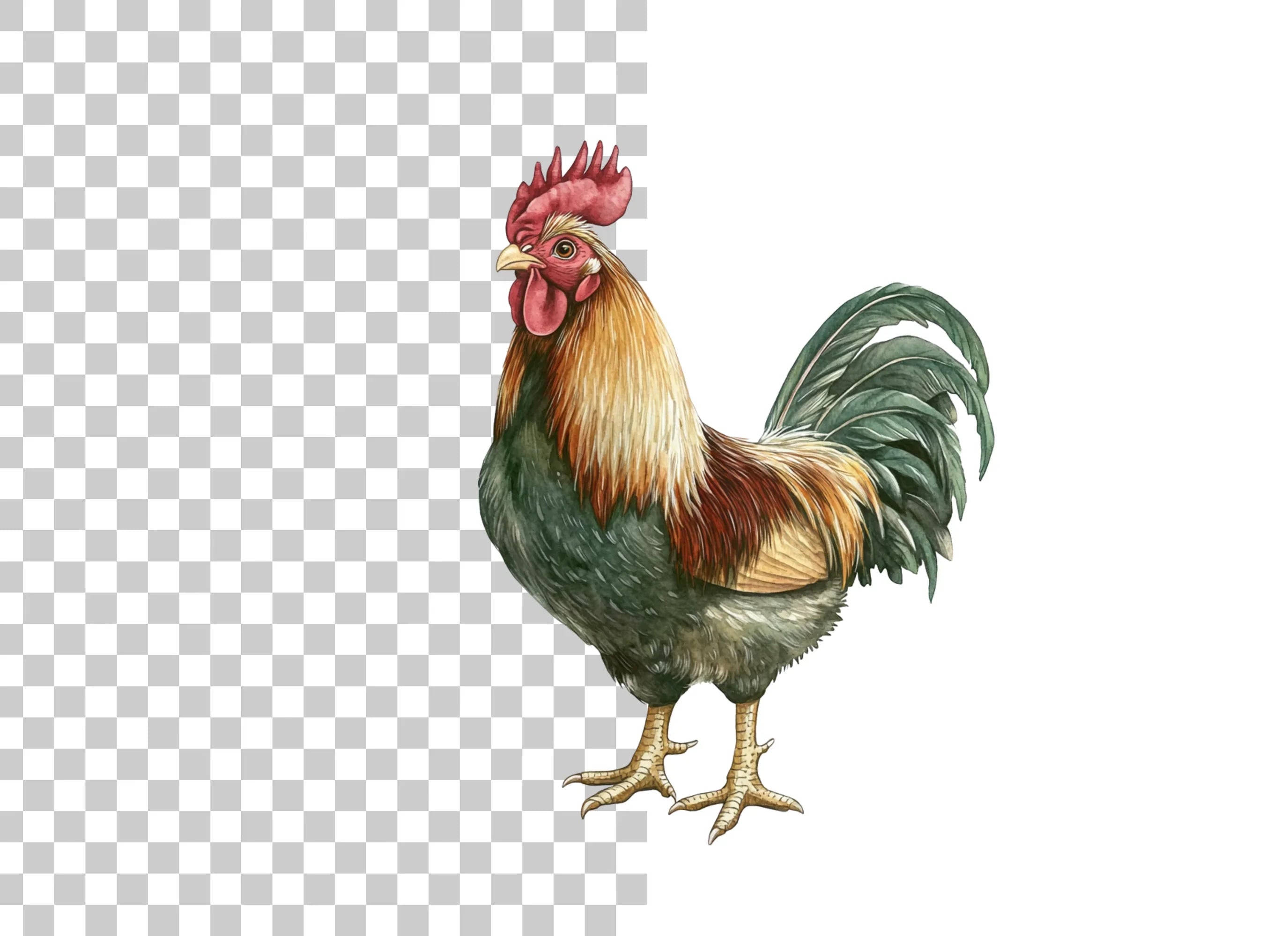 Realistic Rooster Clipart Bundle