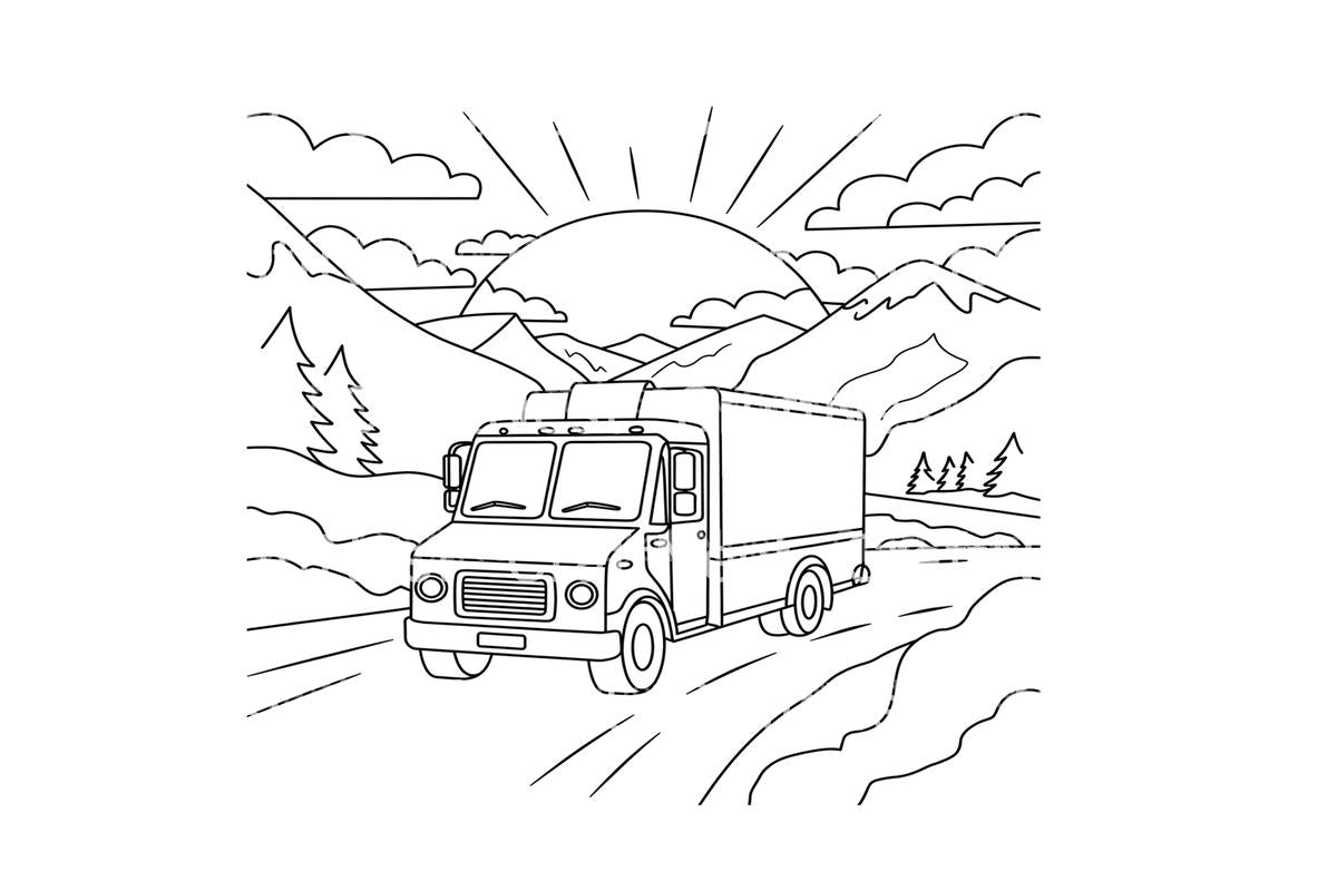 Christmas Truck Mountain Road Coloring Books