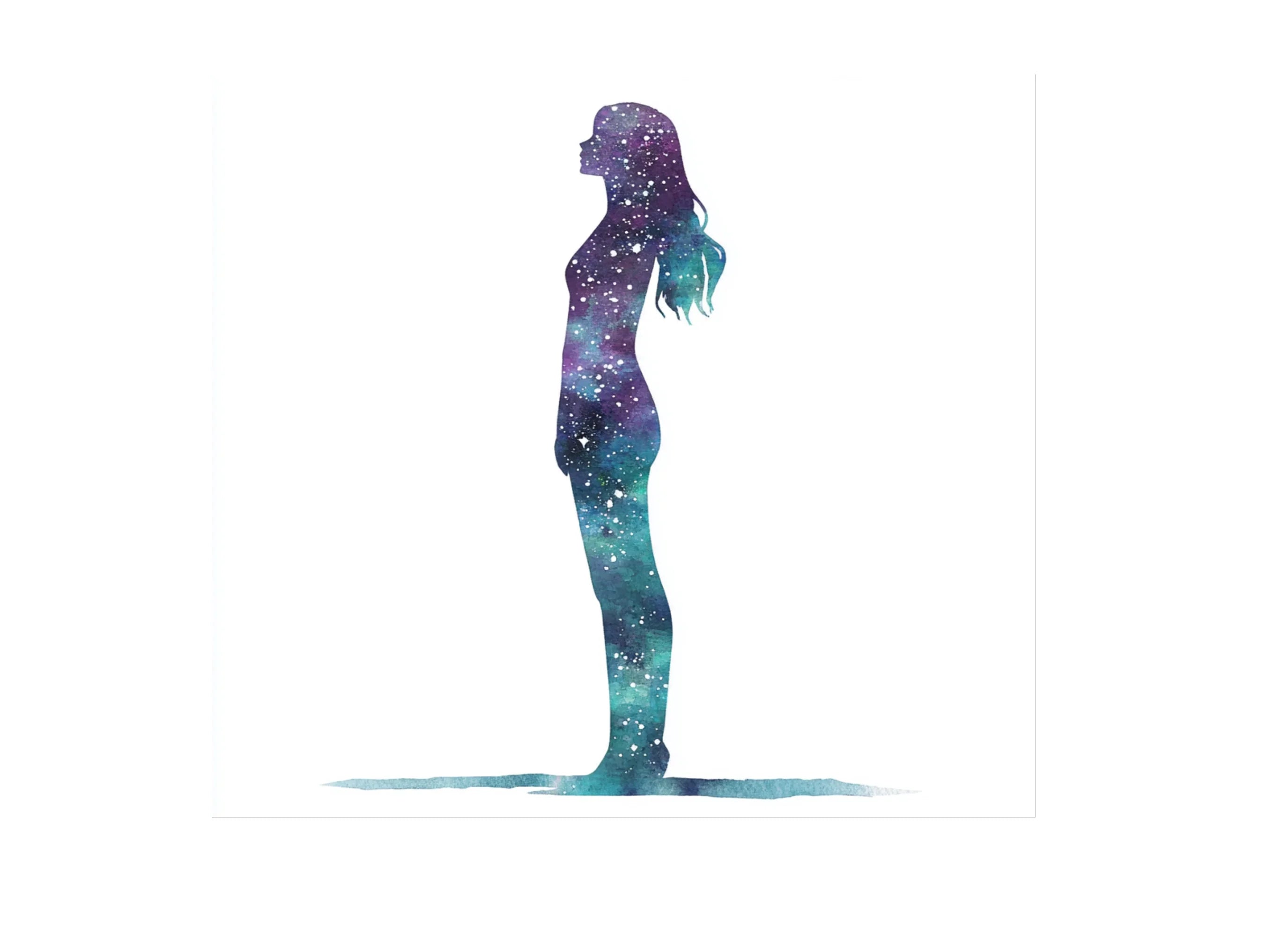 Galaxy Woman Silhouette Clipart Bundle