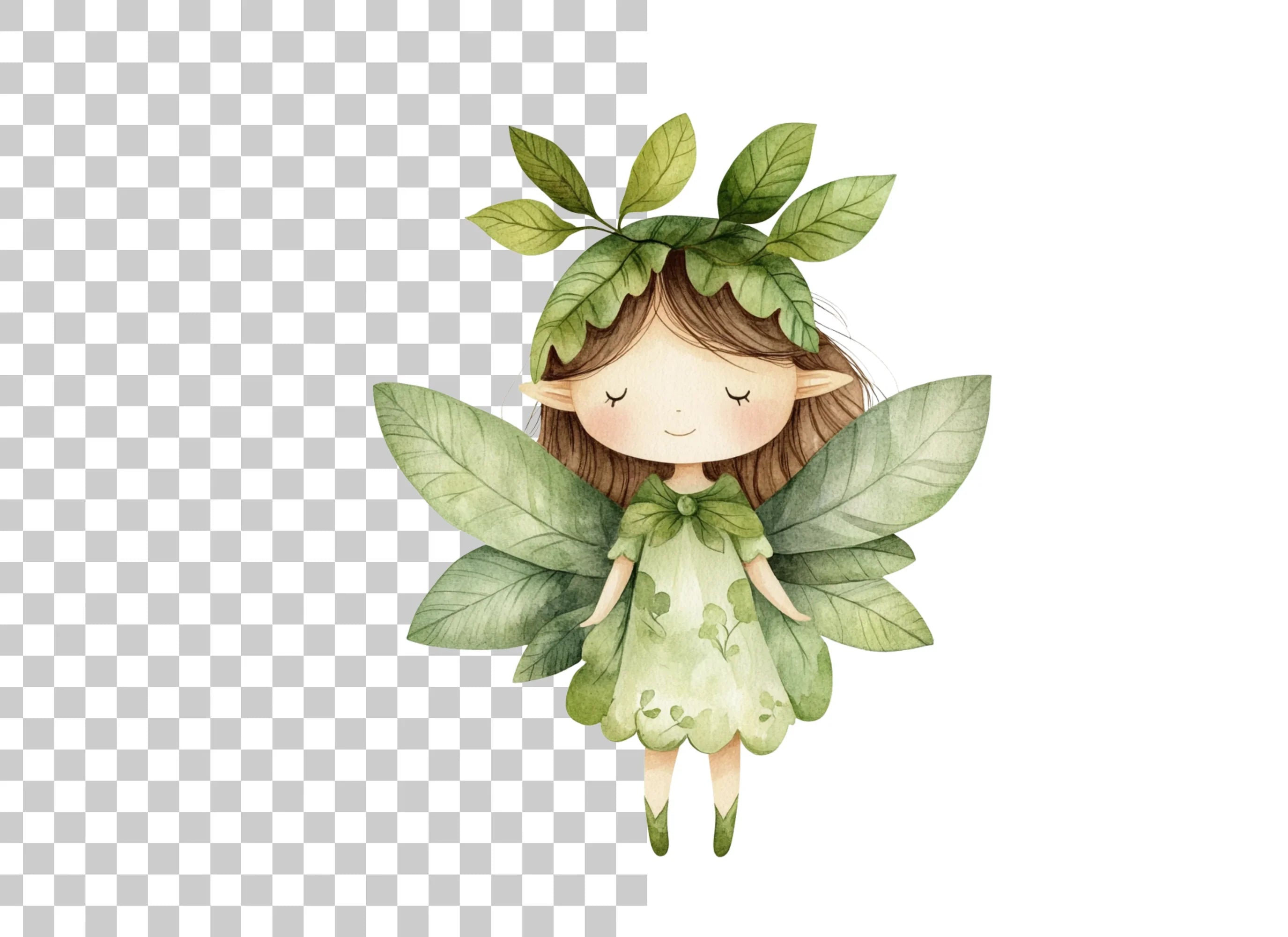 Enchanting Green Leaf Fairy Clipart Bundle