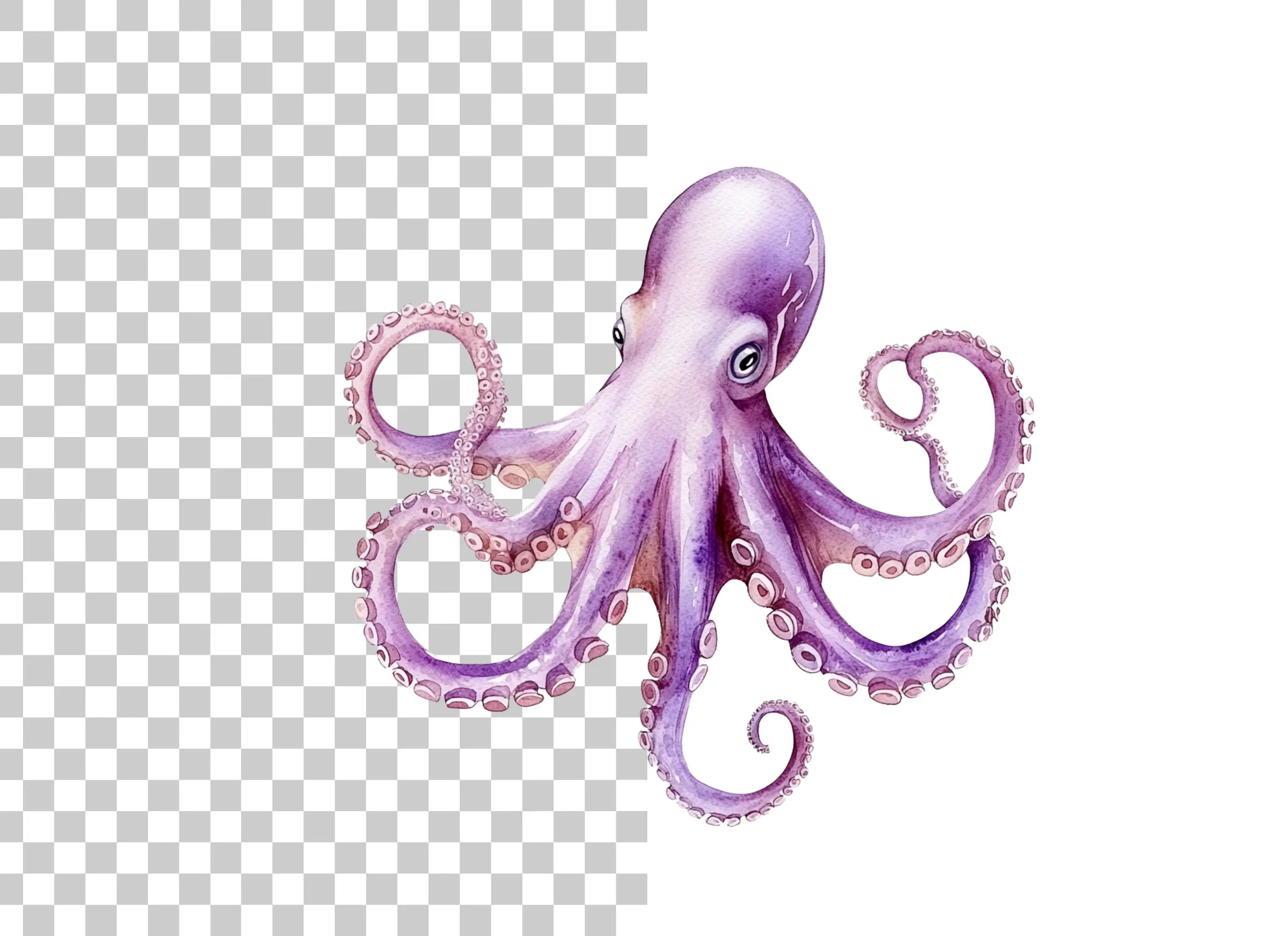 Purple Octopus Clipart Bundle