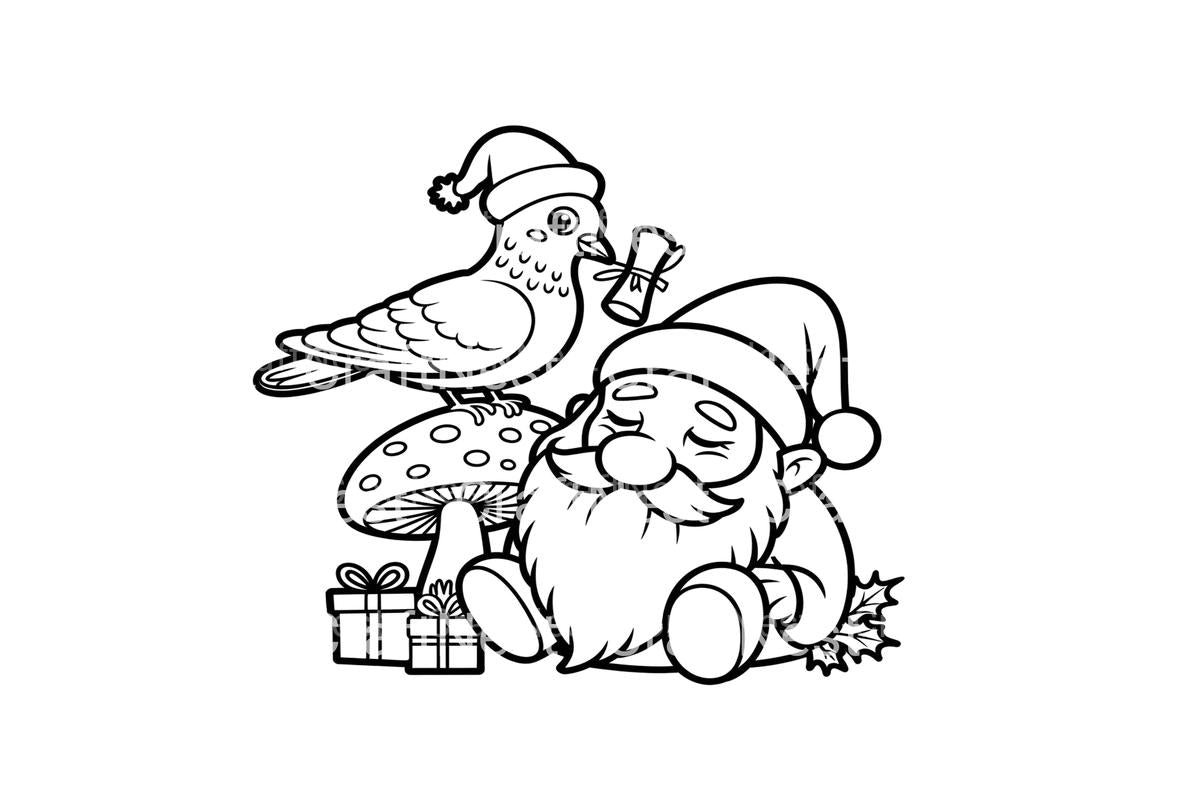 Sleeping Gnomes and Doves Coloring Books