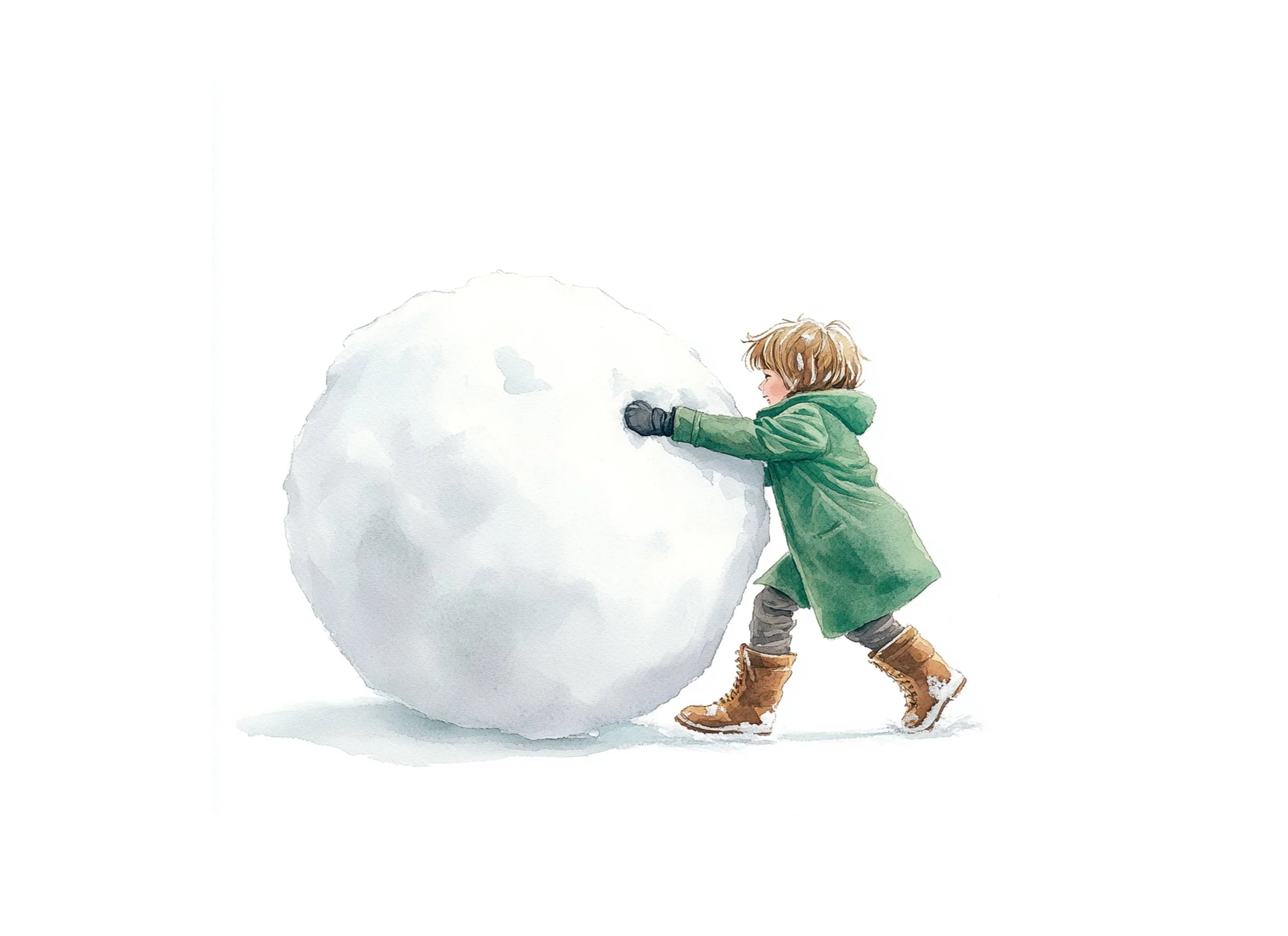 Kids Rolling Snowballs Clipart Bundle