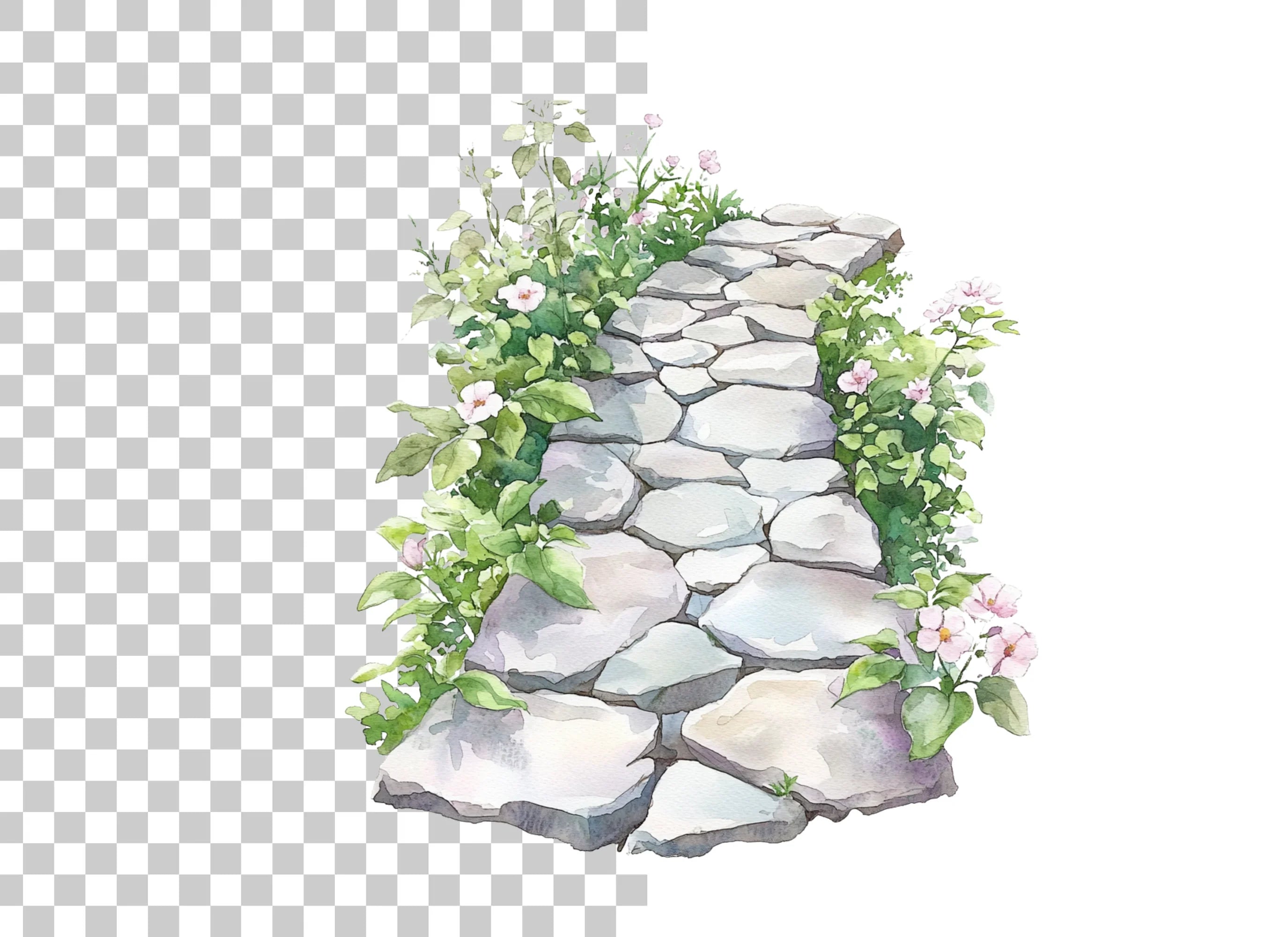 Curved Stone Path Clipart Bundle