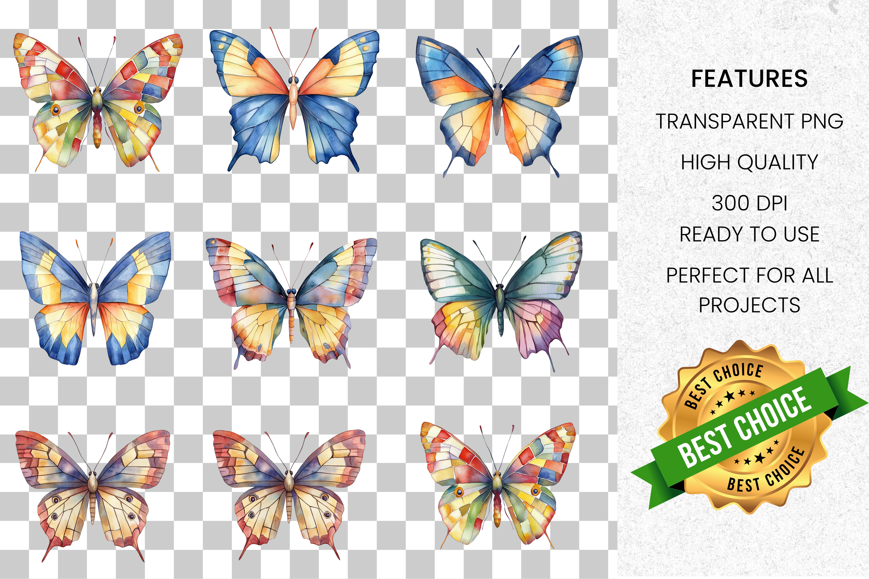 Vibrant Butterfly Clipart Bundle
