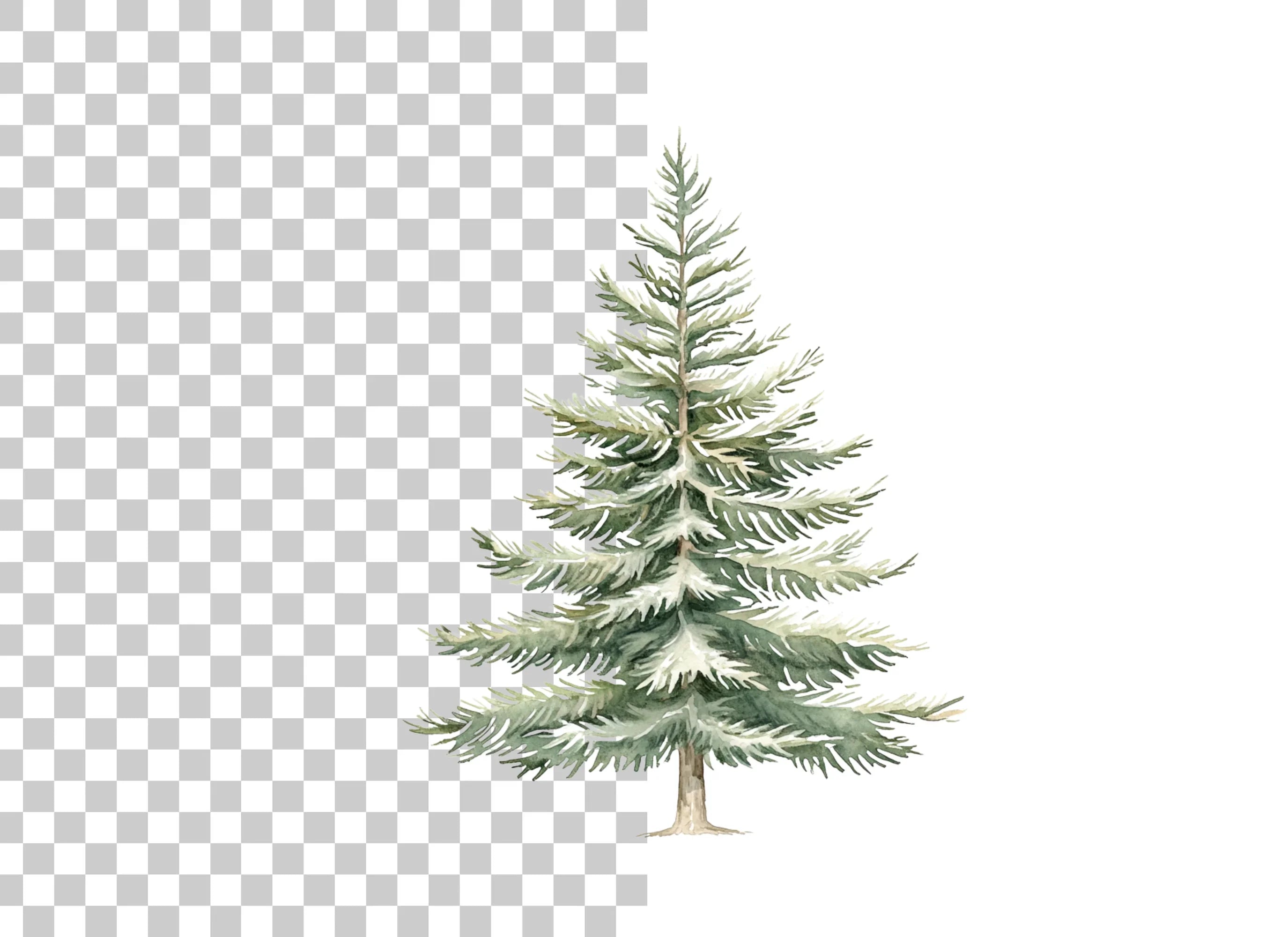 Snowy Pine Trees Clipart Bundle