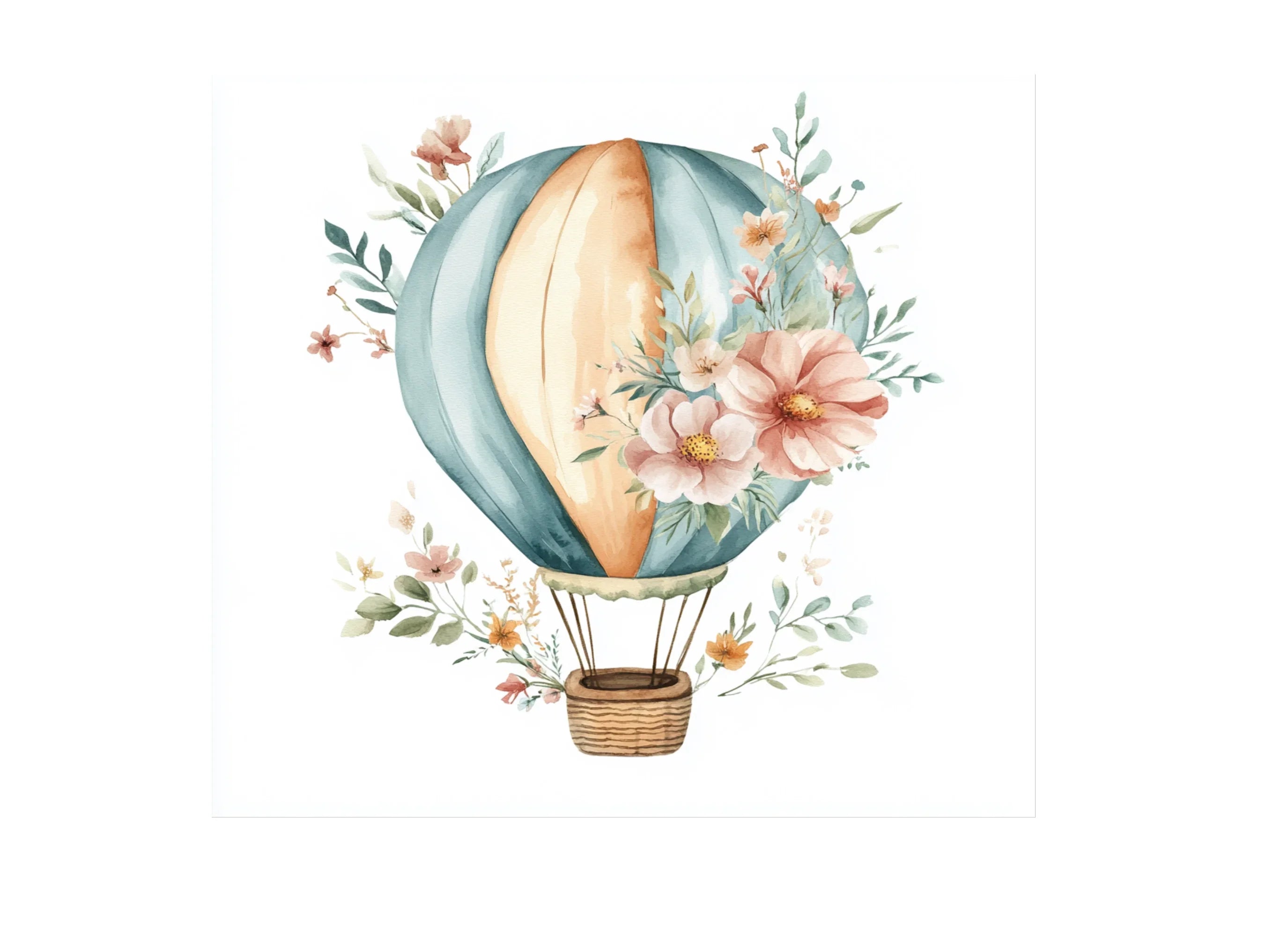 Boho Floral Hot Air Balloons Clipart Bundle