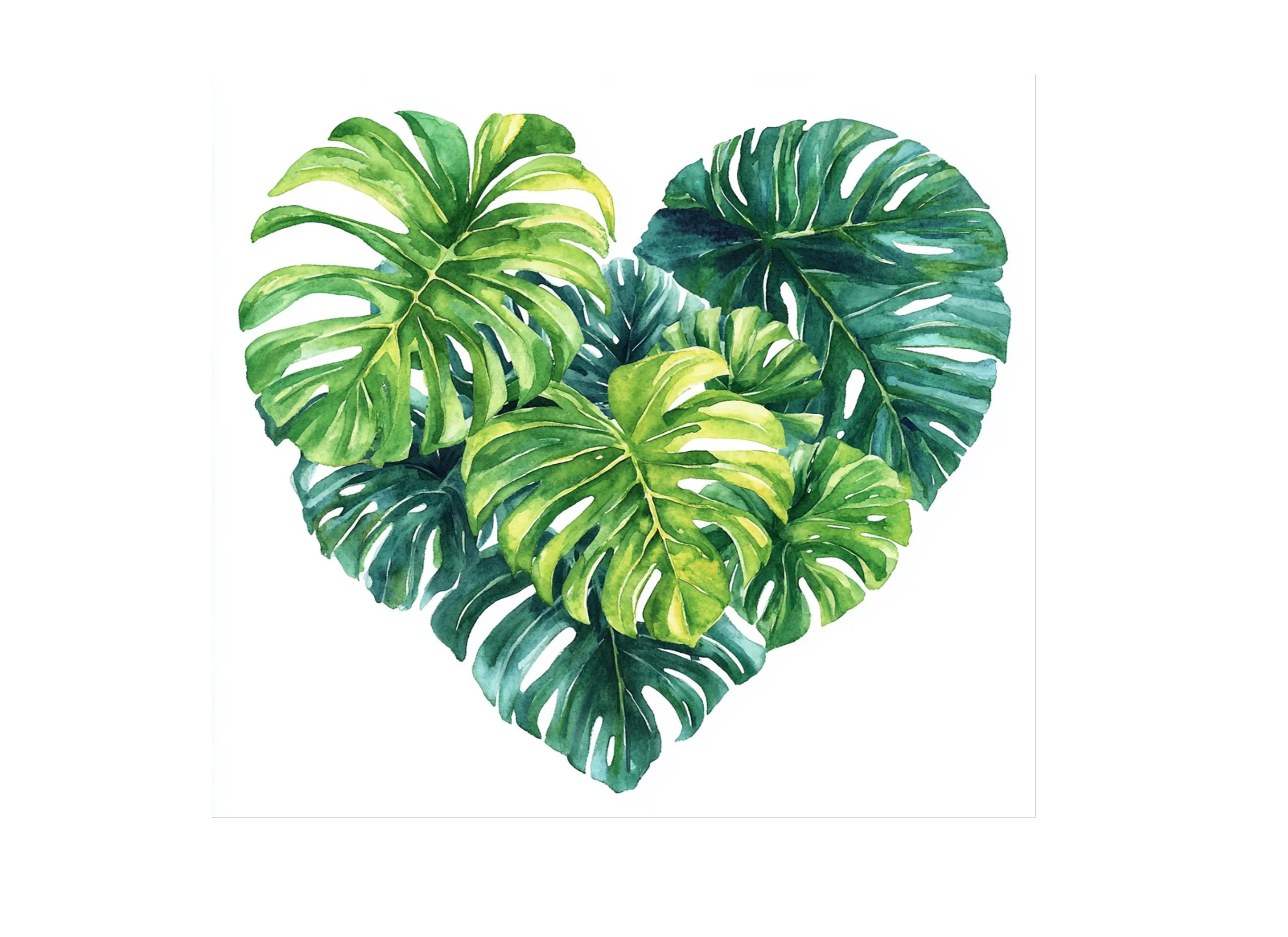 Tropical Leaf Heart Clipart Bundle
