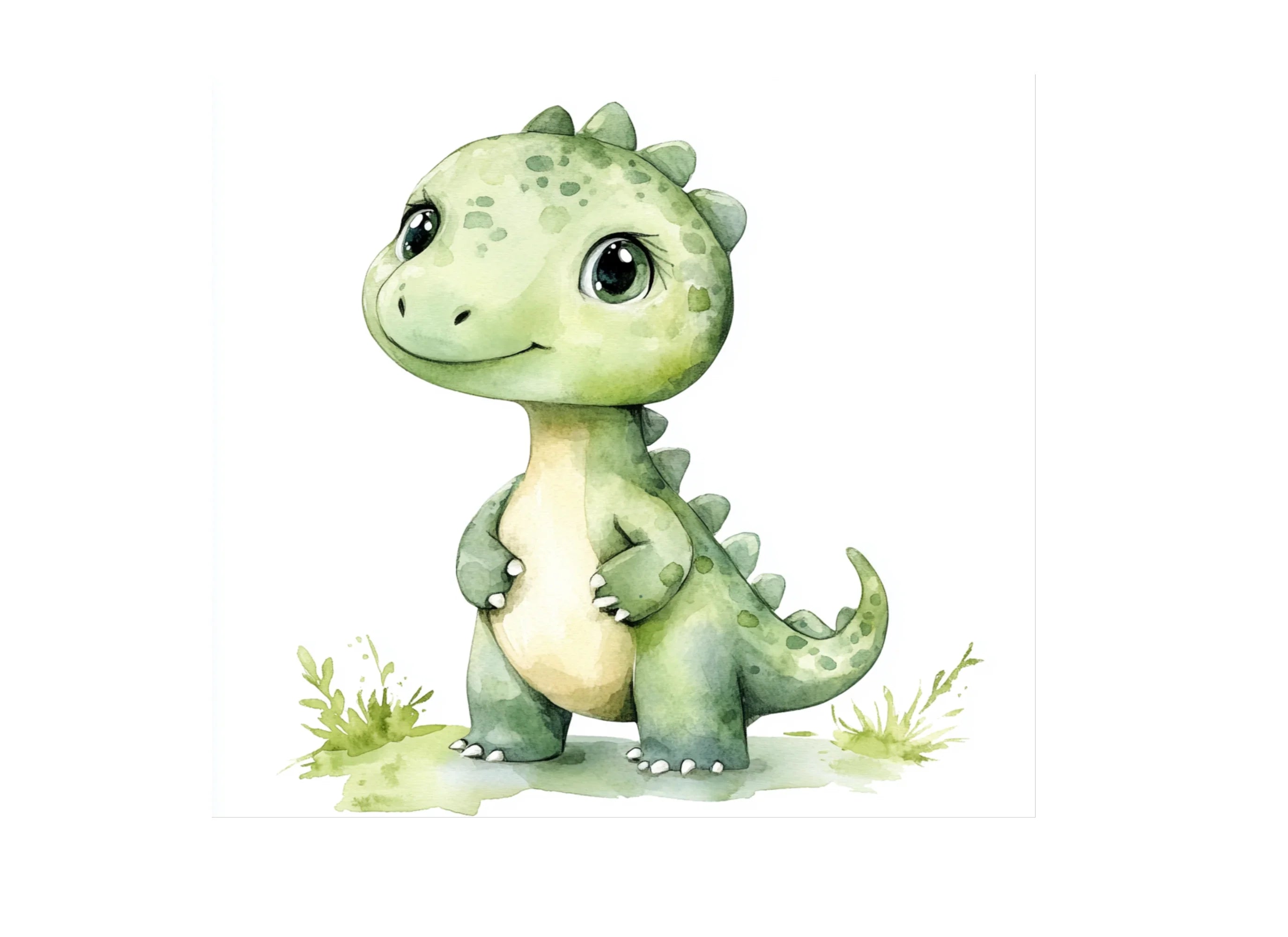 Cute Green Baby Dinosaur Clipart Bundle