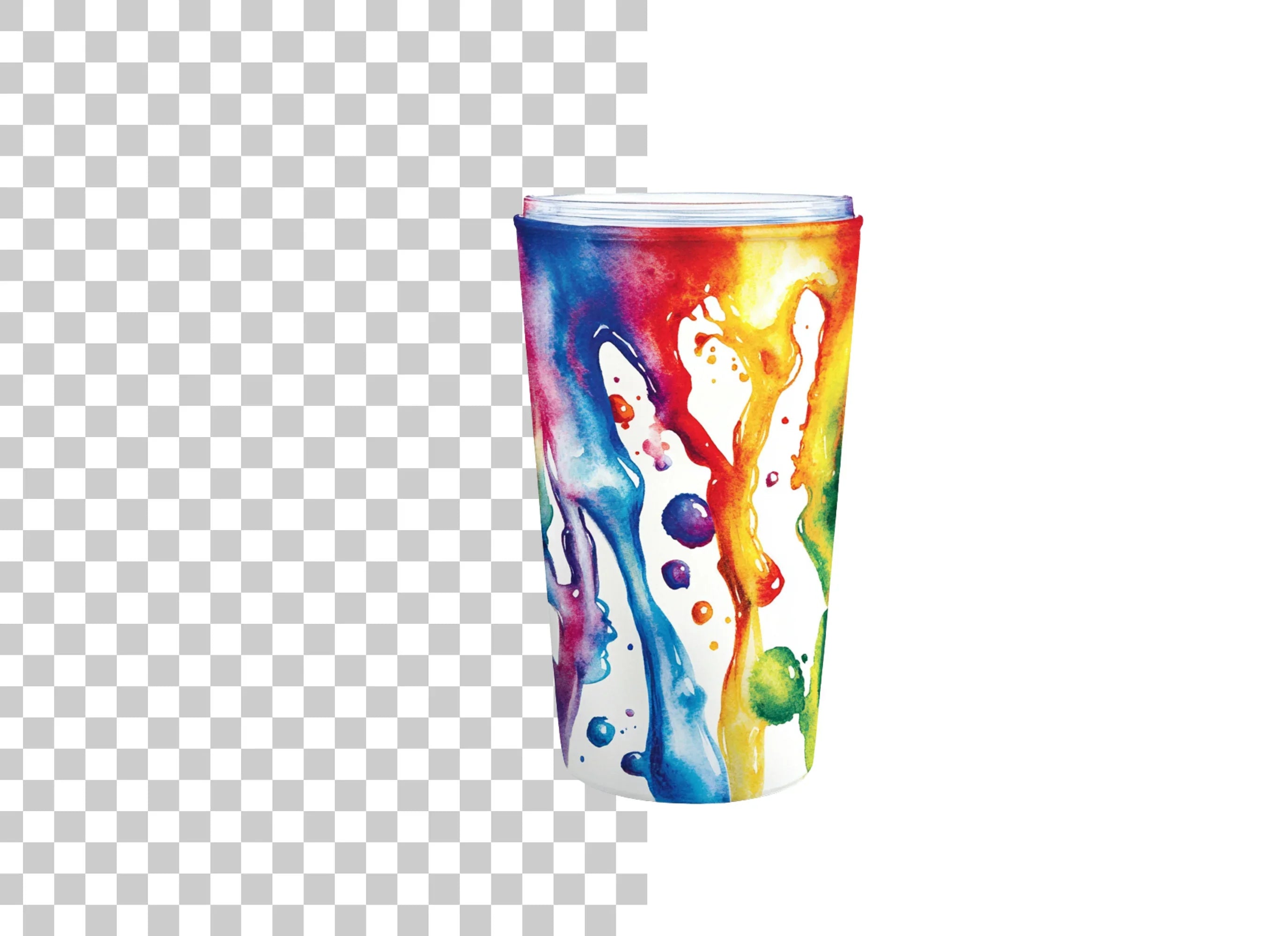 Rainbow Paint Splash Tumbler Clipart Bundle