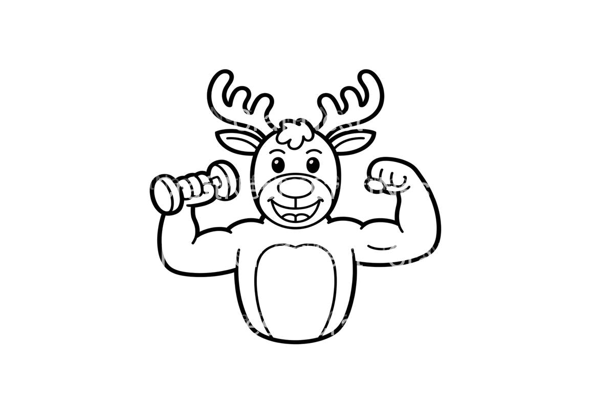Strong Reindeer Workout Coloring Books