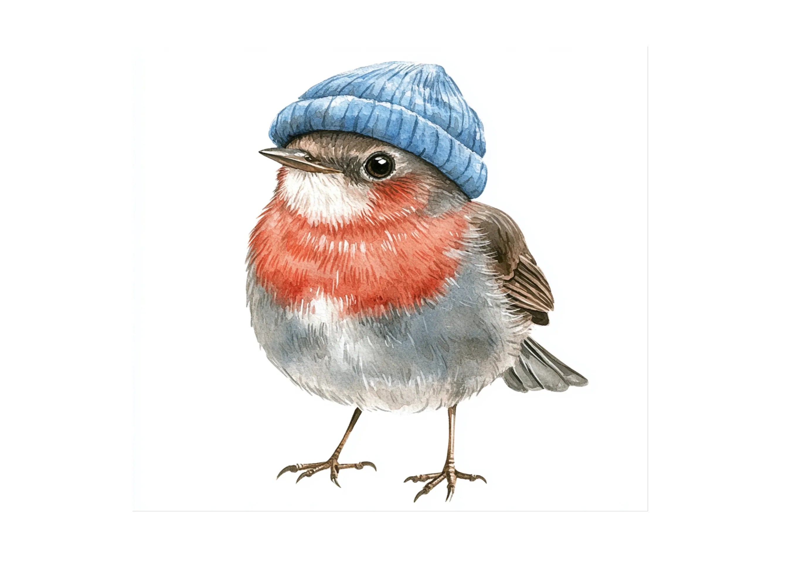 Cute Robin Birds in Blue Hats Clipart Bundle