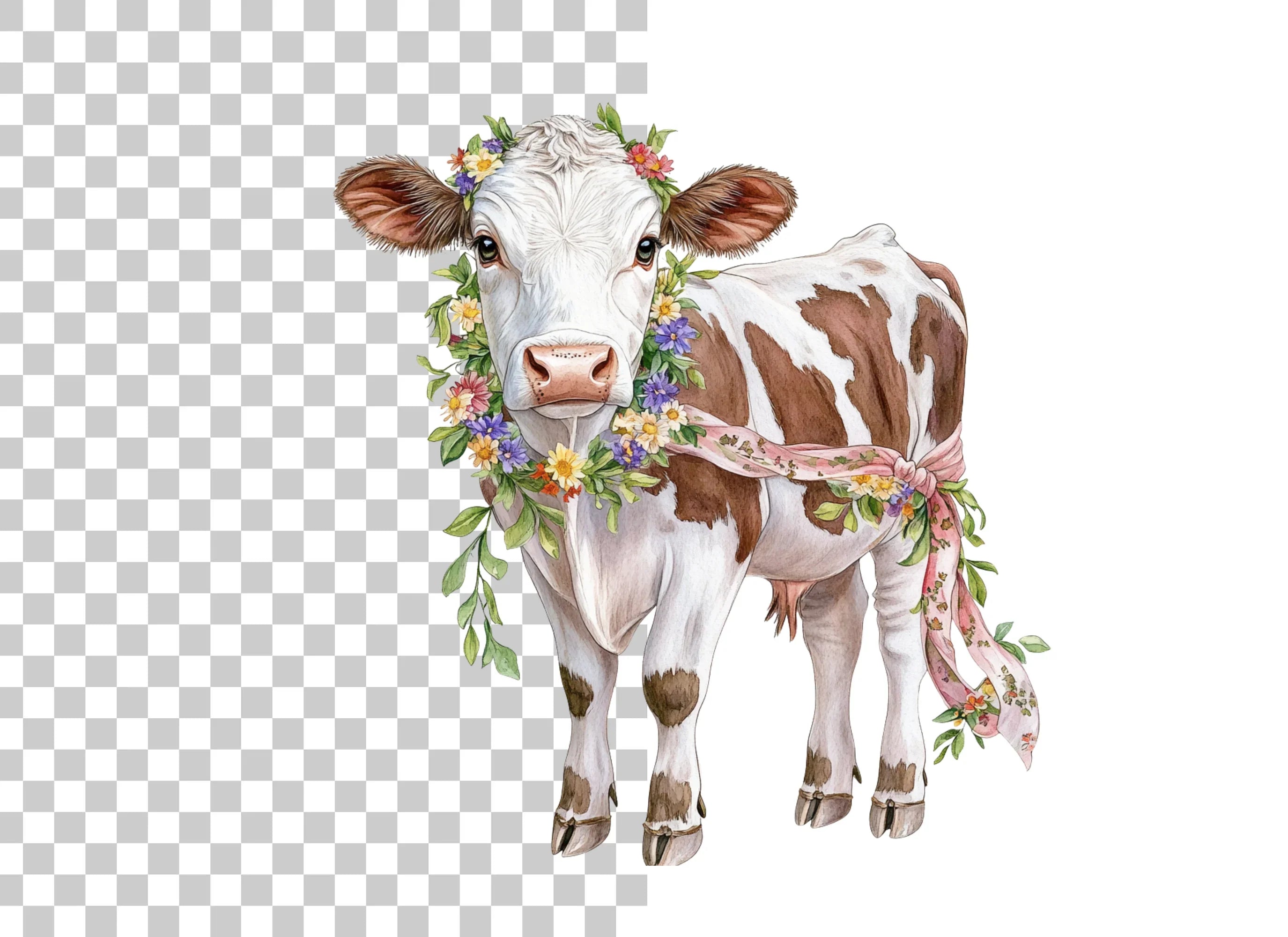 Cute Floral Calf Clipart Bundle