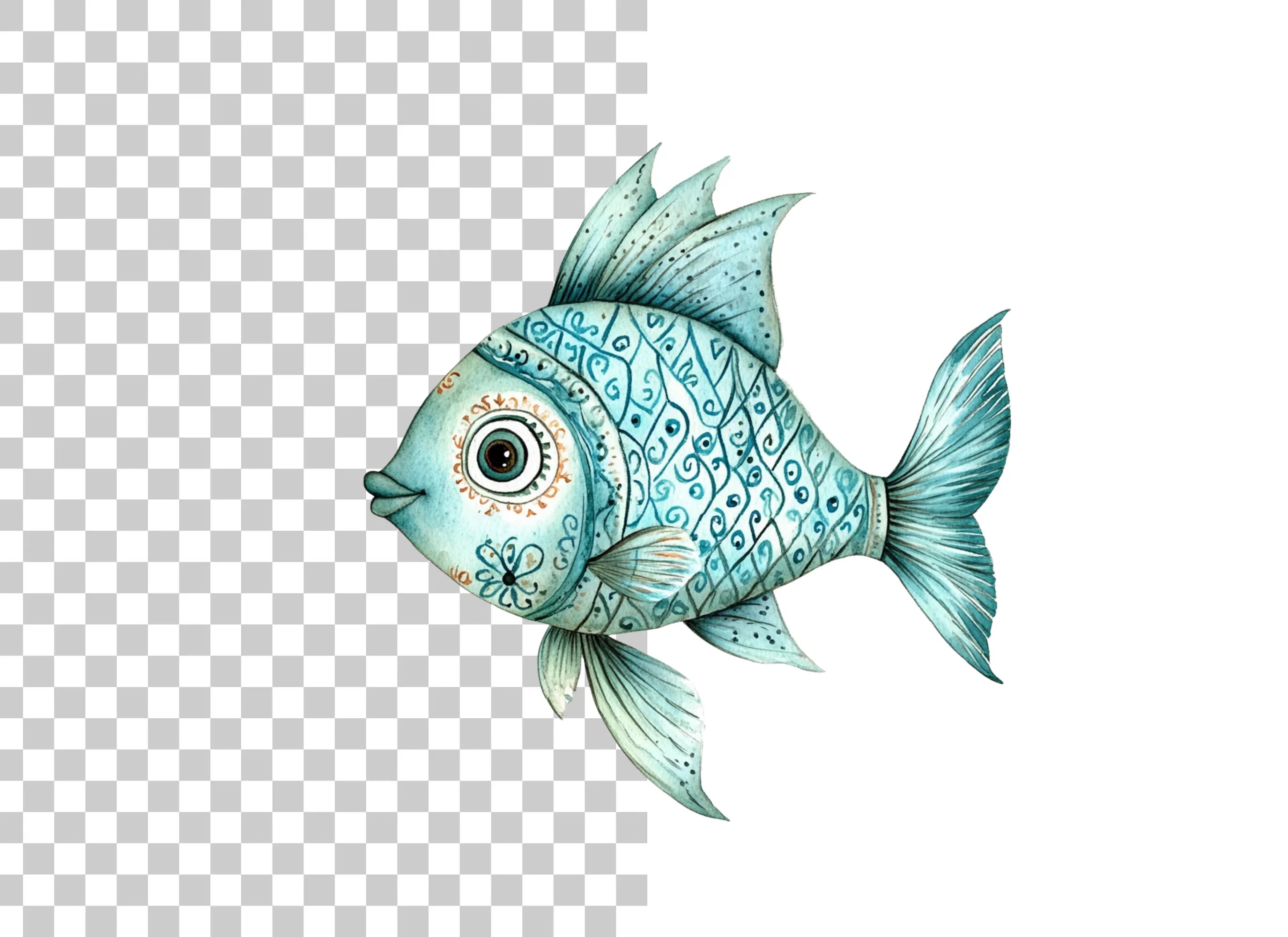 Decorative Blue Fish Clipart Bundle