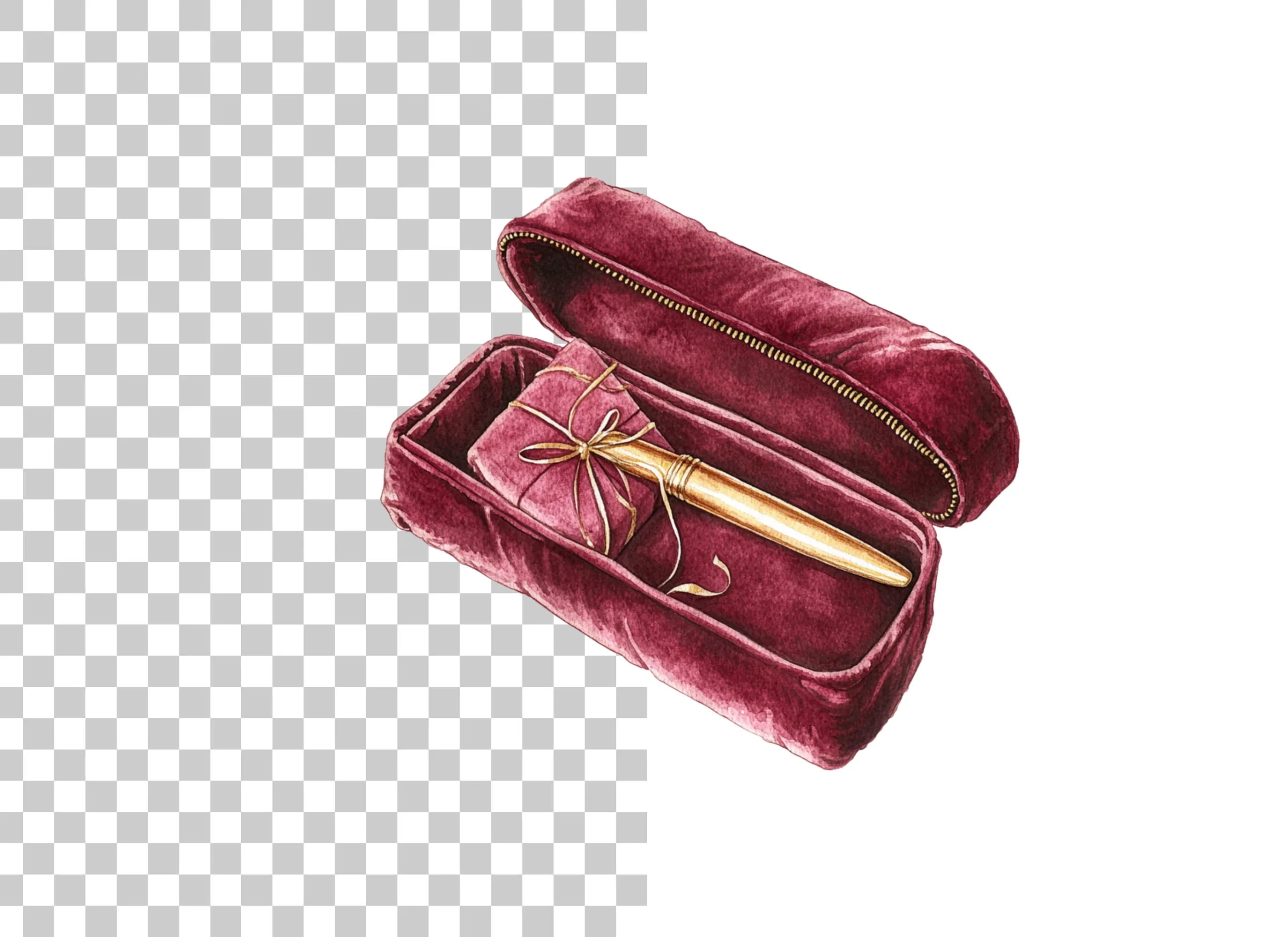 Luxury Pen in Velvet Gift Box Clipart Bundle