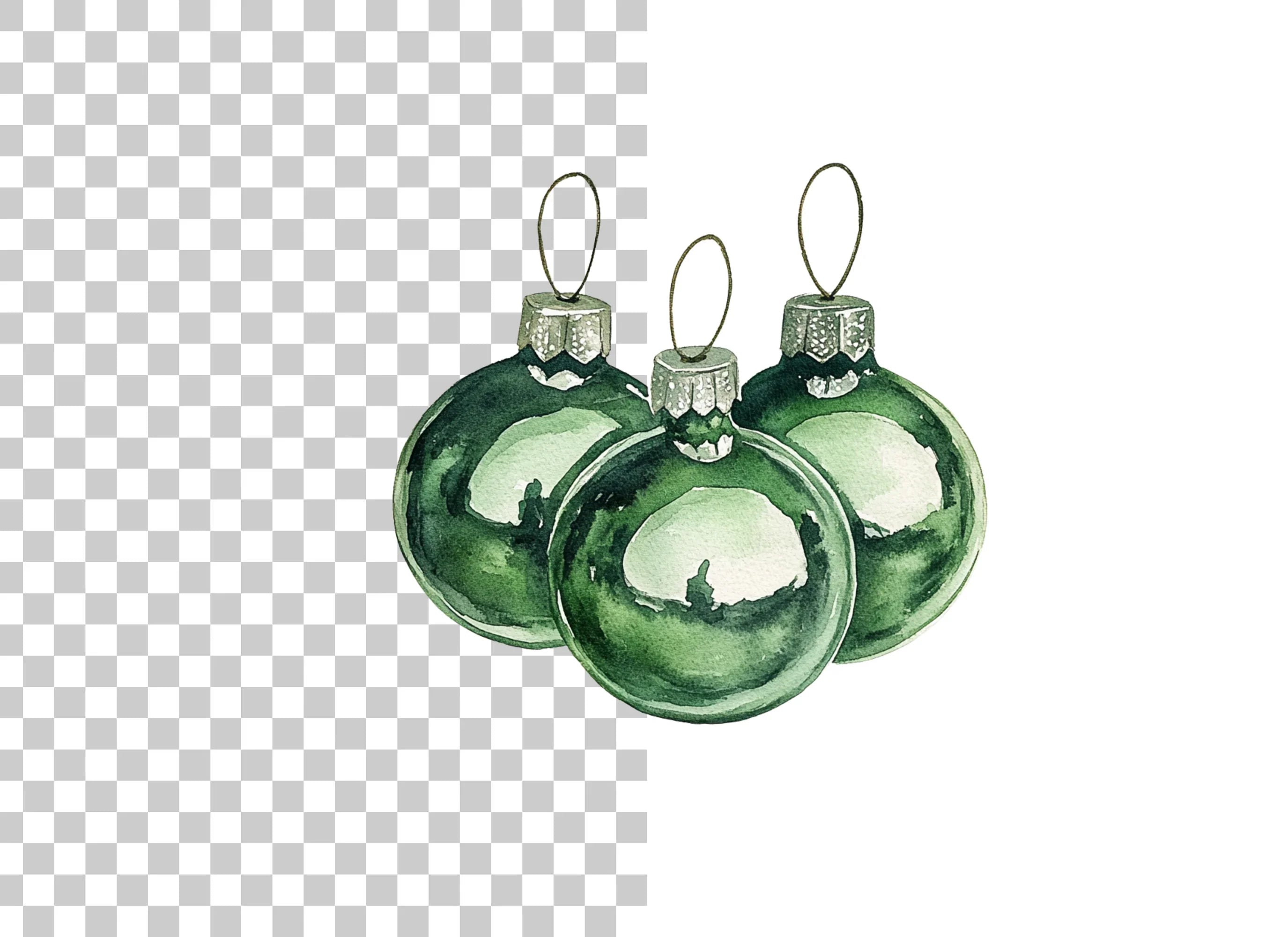 Green Christmas Ornaments Clipart Bundle