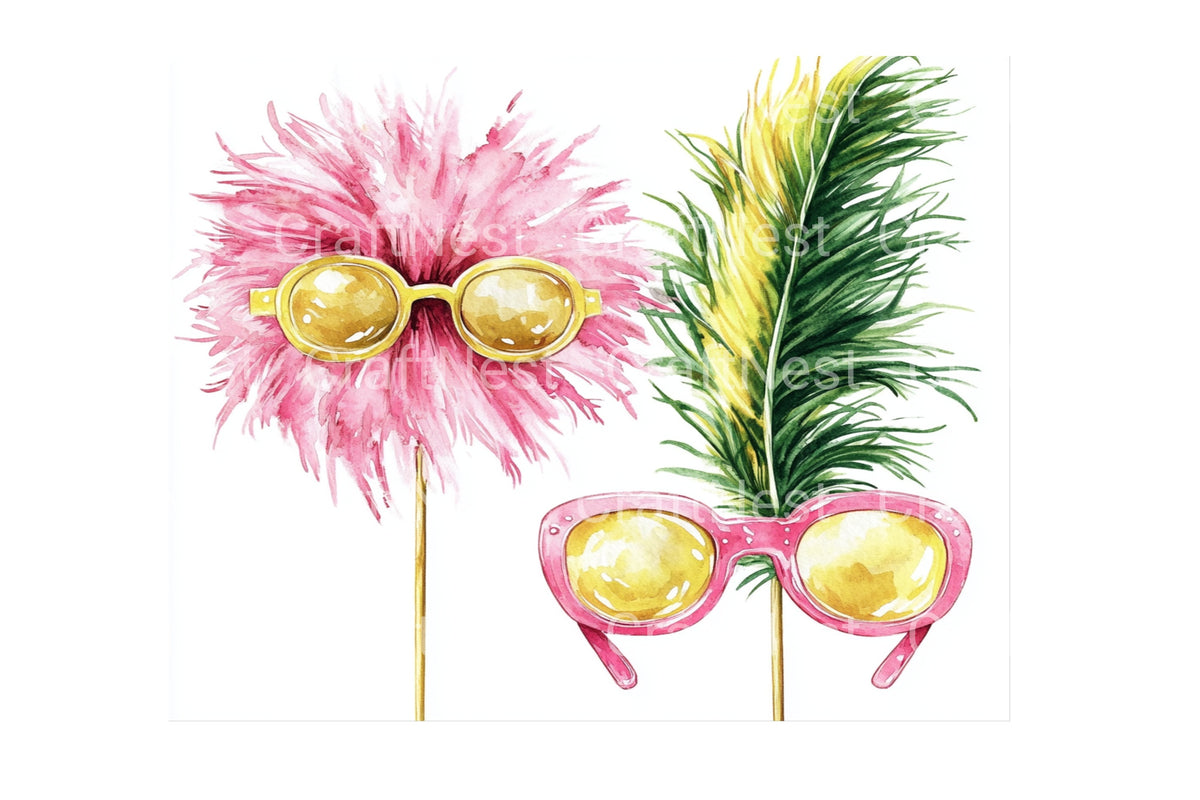 Mardi Gras Feathers And Sunglasses Clipart Bundle
