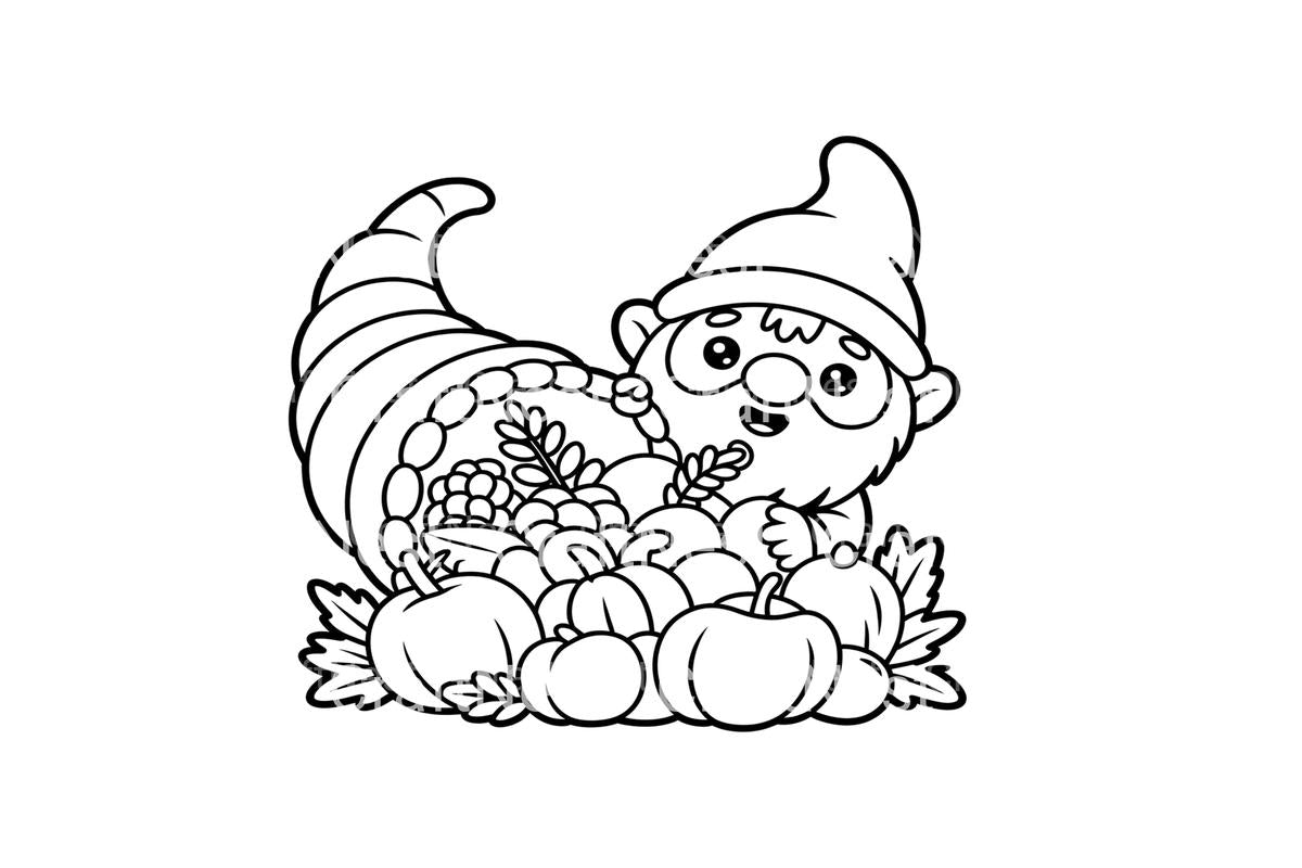 Thanksgiving Gnomes Cornucopia Coloring Books
