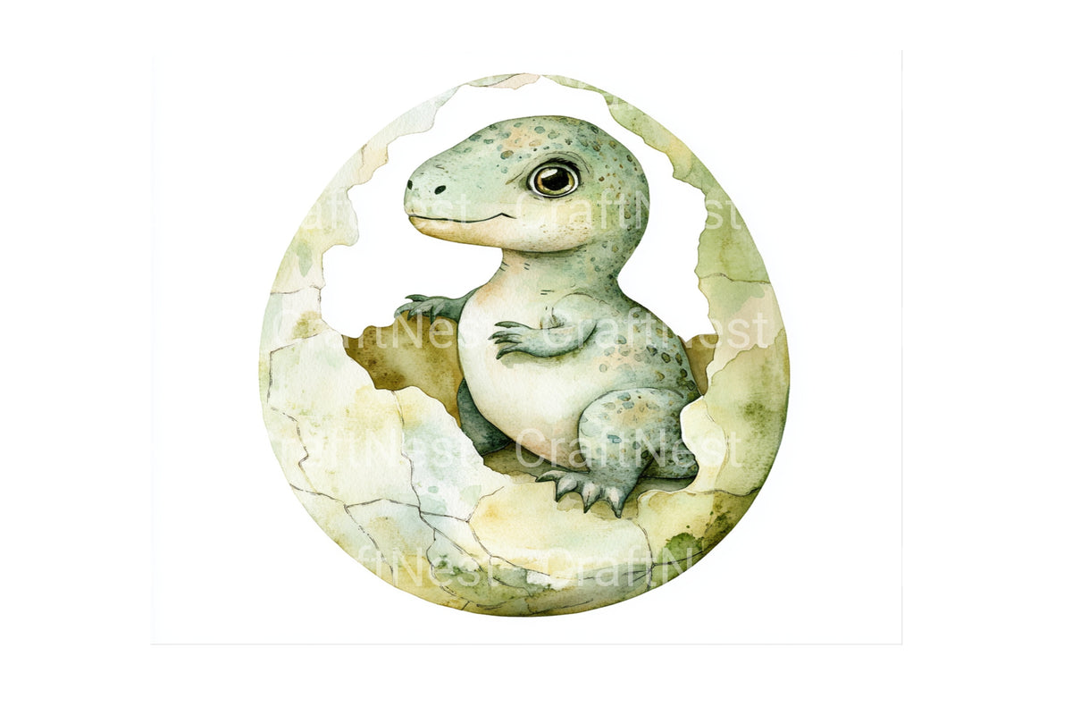 Hatching Baby Dinosaur Egg Designs Clipart Bundle