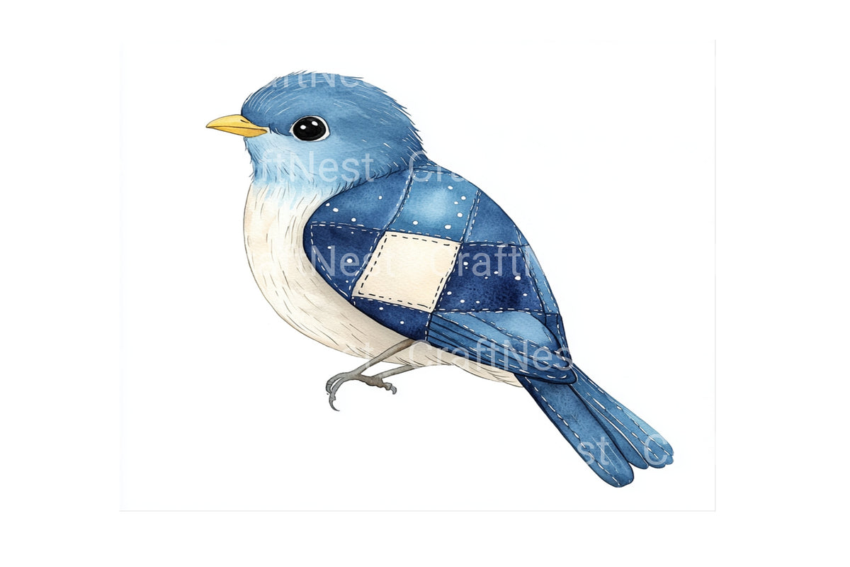 Chubby Blue Birds Designs Clipart Bundle