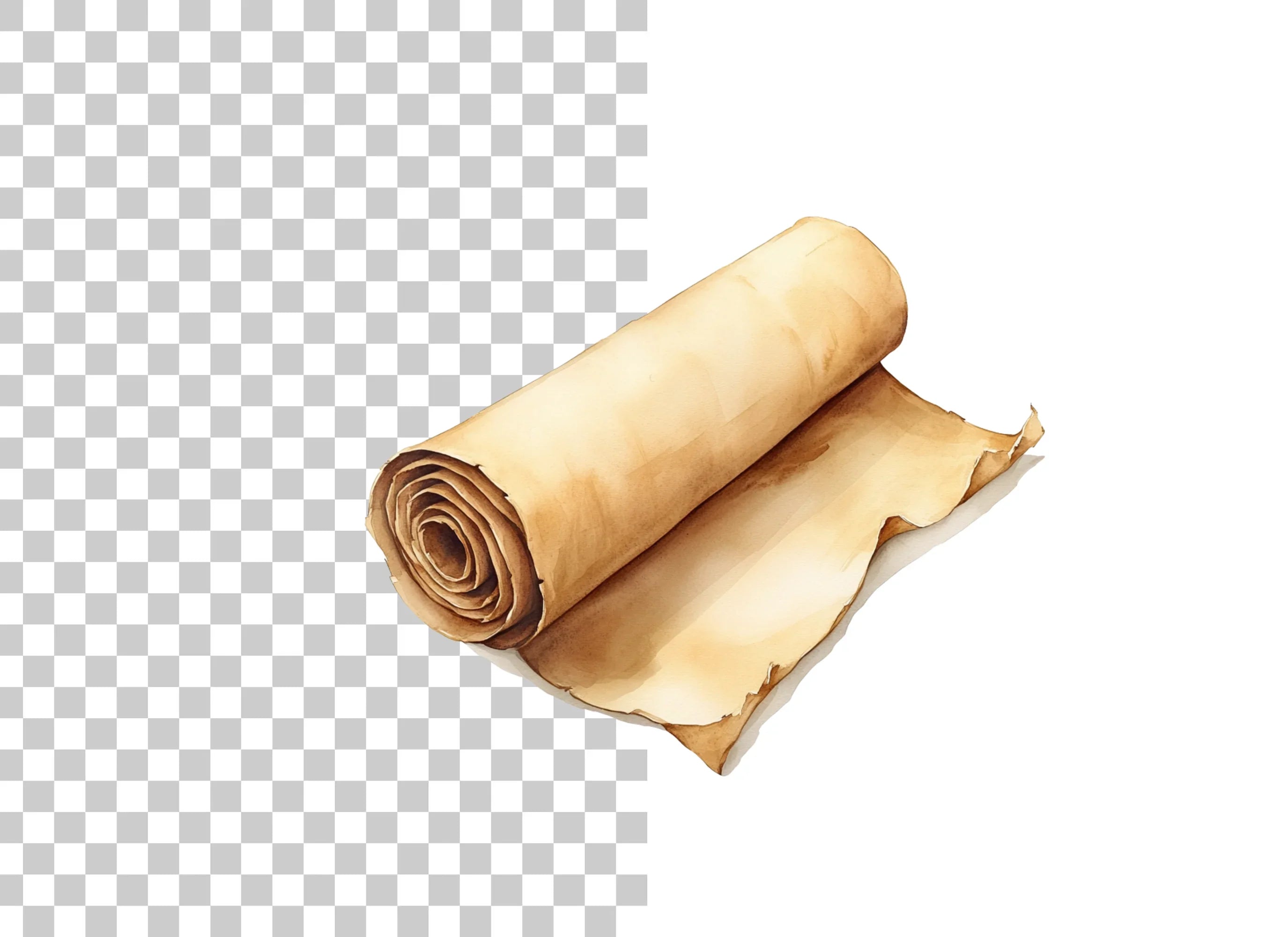 Unfurled Old Parchment Scroll Clipart Bundle
