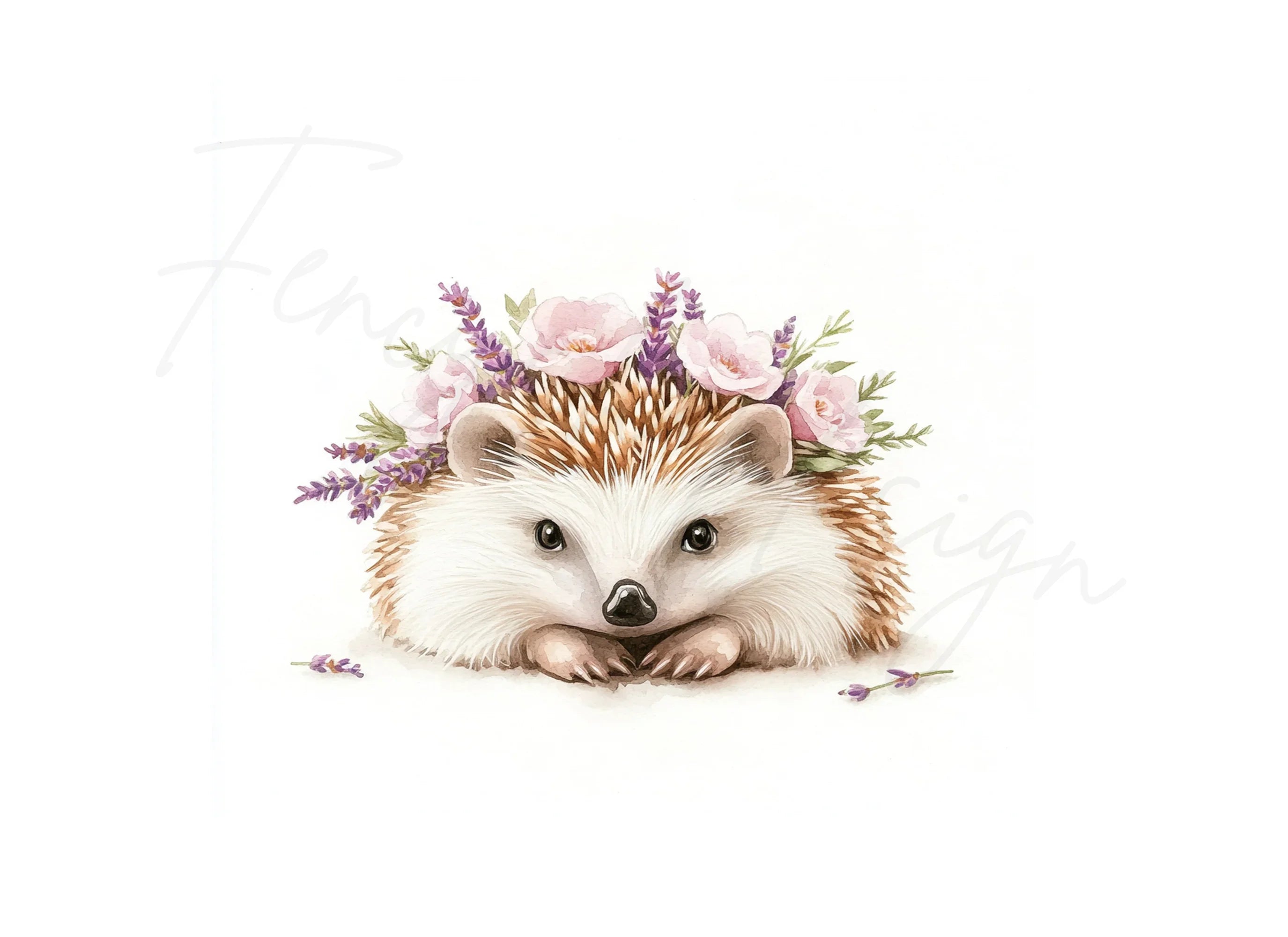 Cute Hedgehog Floral Crown Clipart Bundle