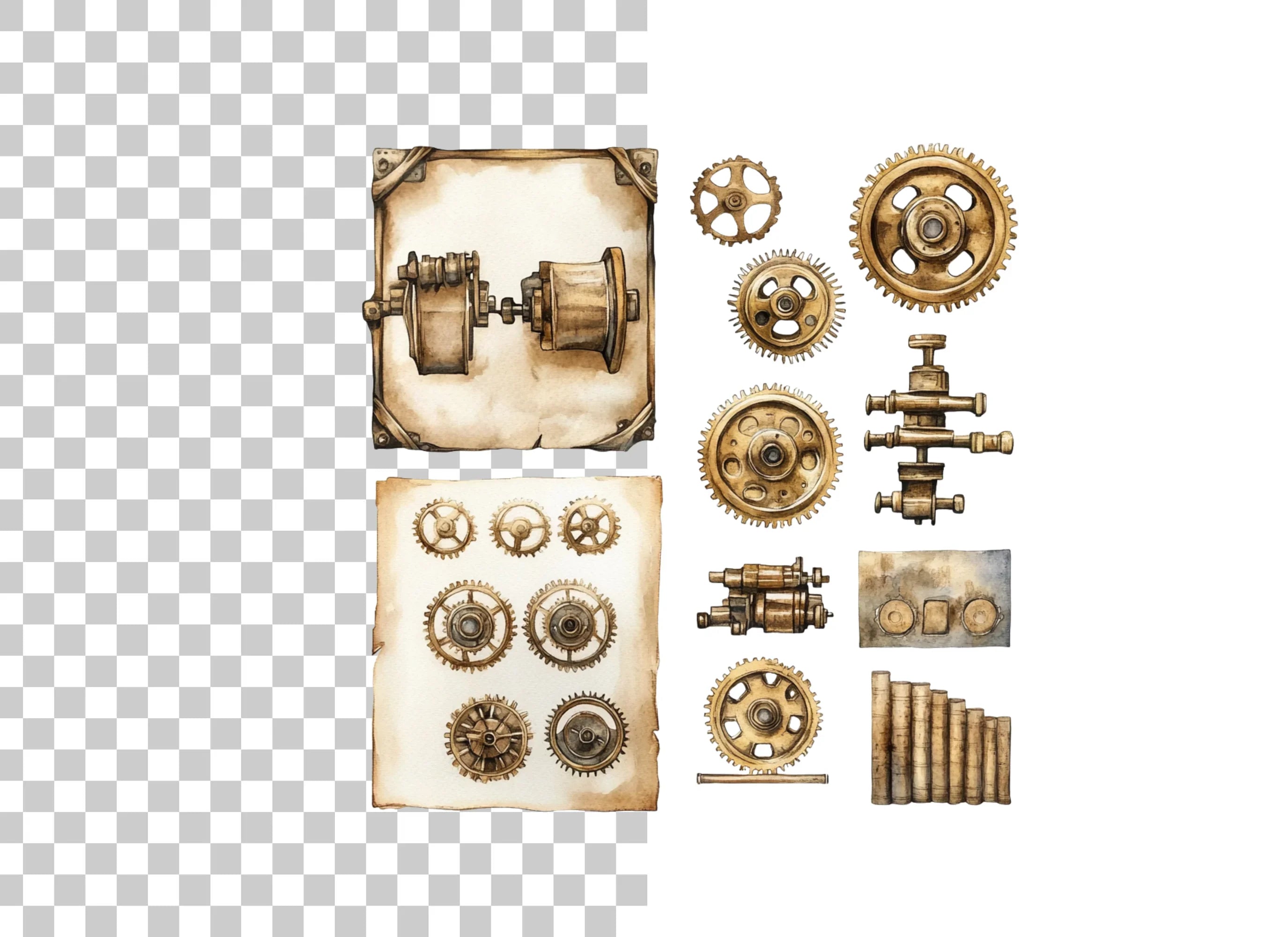 Steampunk Gears Clipart Bundle