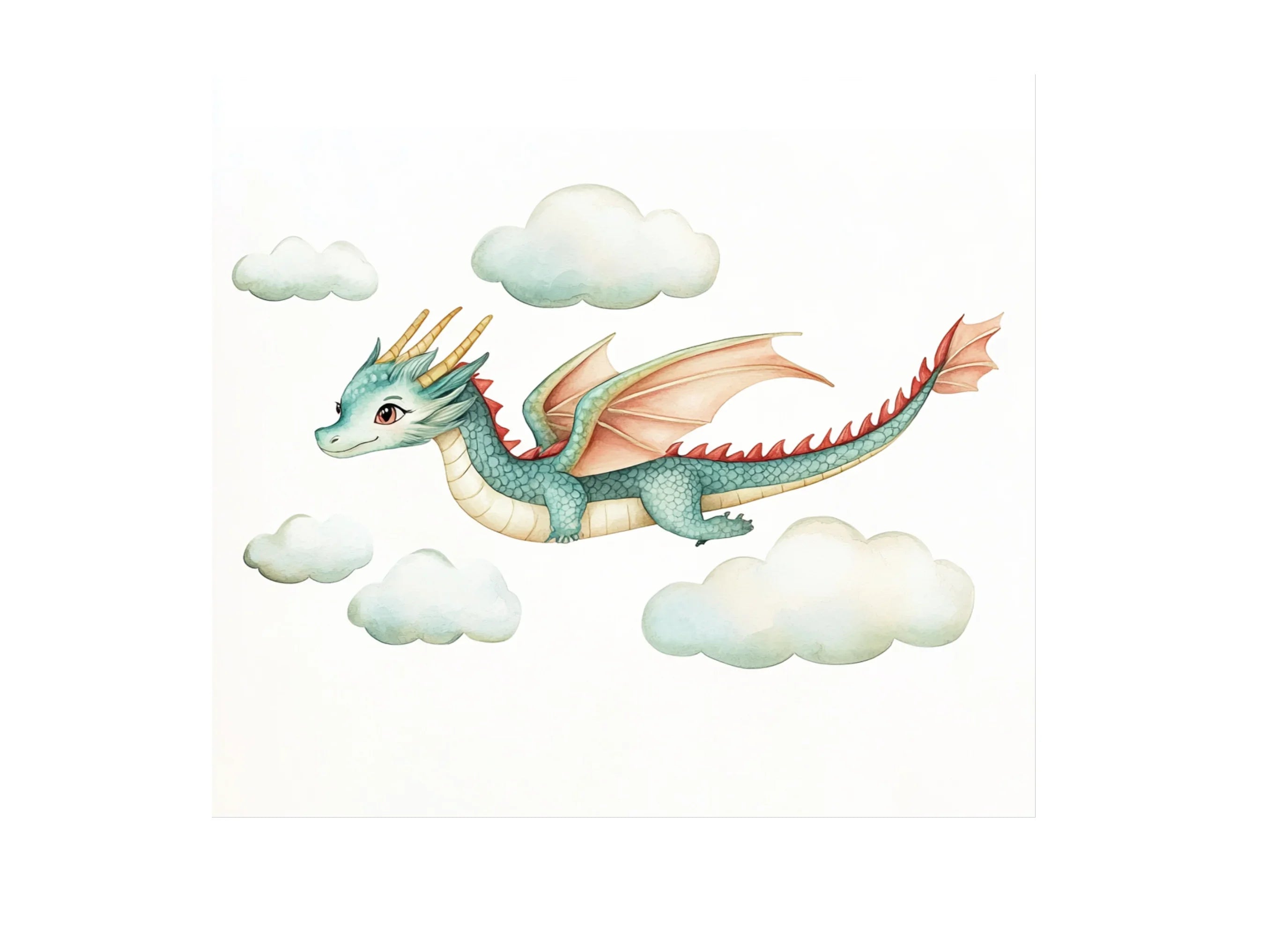 Flying Dragon and Clouds Clipart Bundle