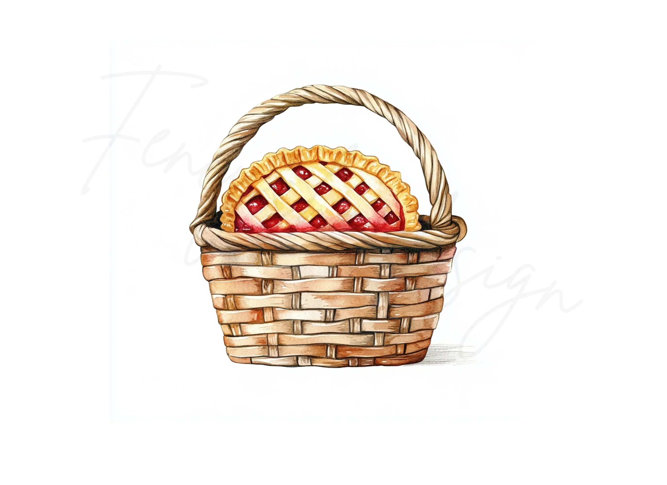 Cherry Pie in Basket Clipart Bundle